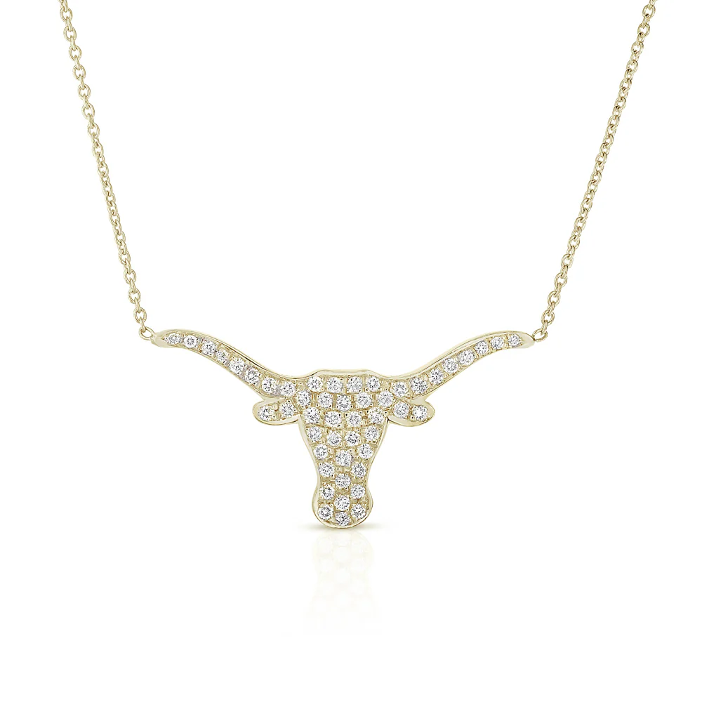 Large Pavé Diamond Longhorn Necklace - Image 3