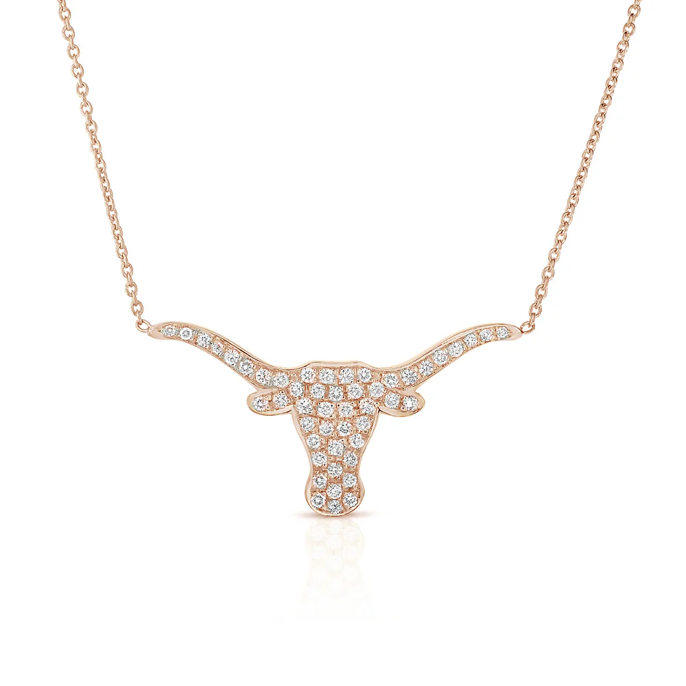 Large Pavé Diamond Longhorn Necklace - Image 5