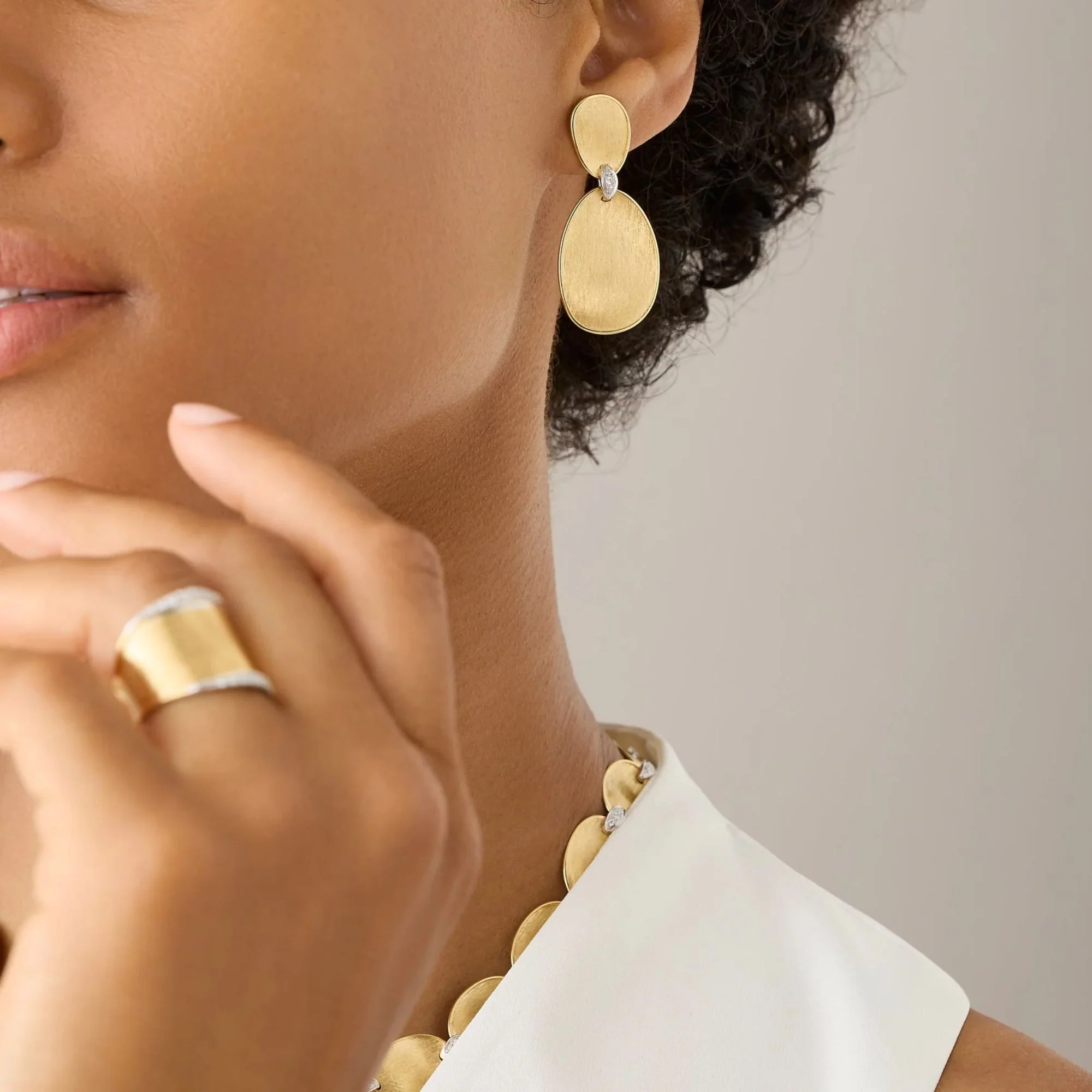 Lunaria Collection Two-Drop Earrings with Diamond Accents - Image 2