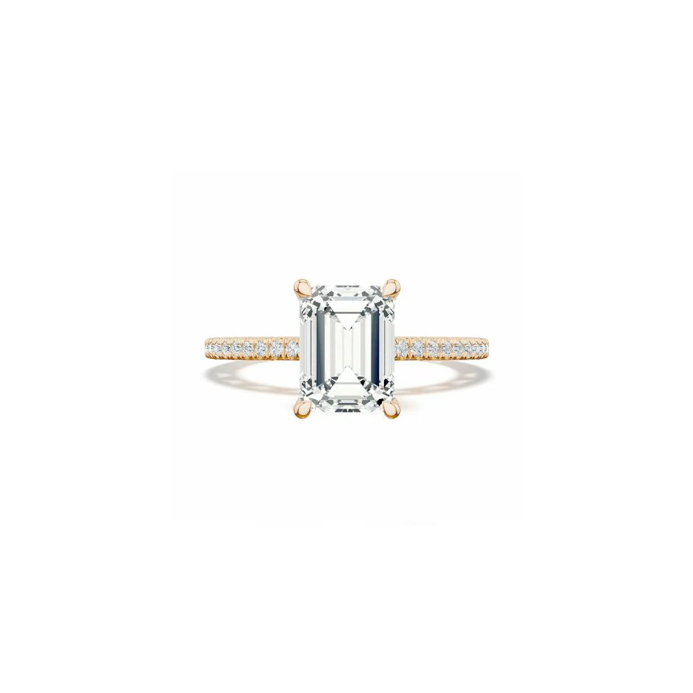 Lunetta Crescent Solitaire Engagement Ring with Pave Diamond Band - Image 10