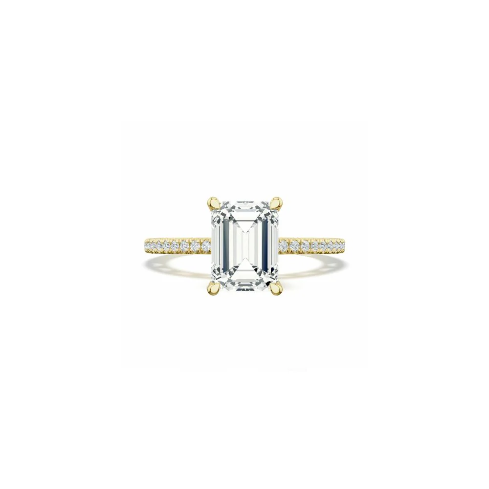 Lunetta Crescent Solitaire Engagement Ring with Pave Diamond Band - Image 11