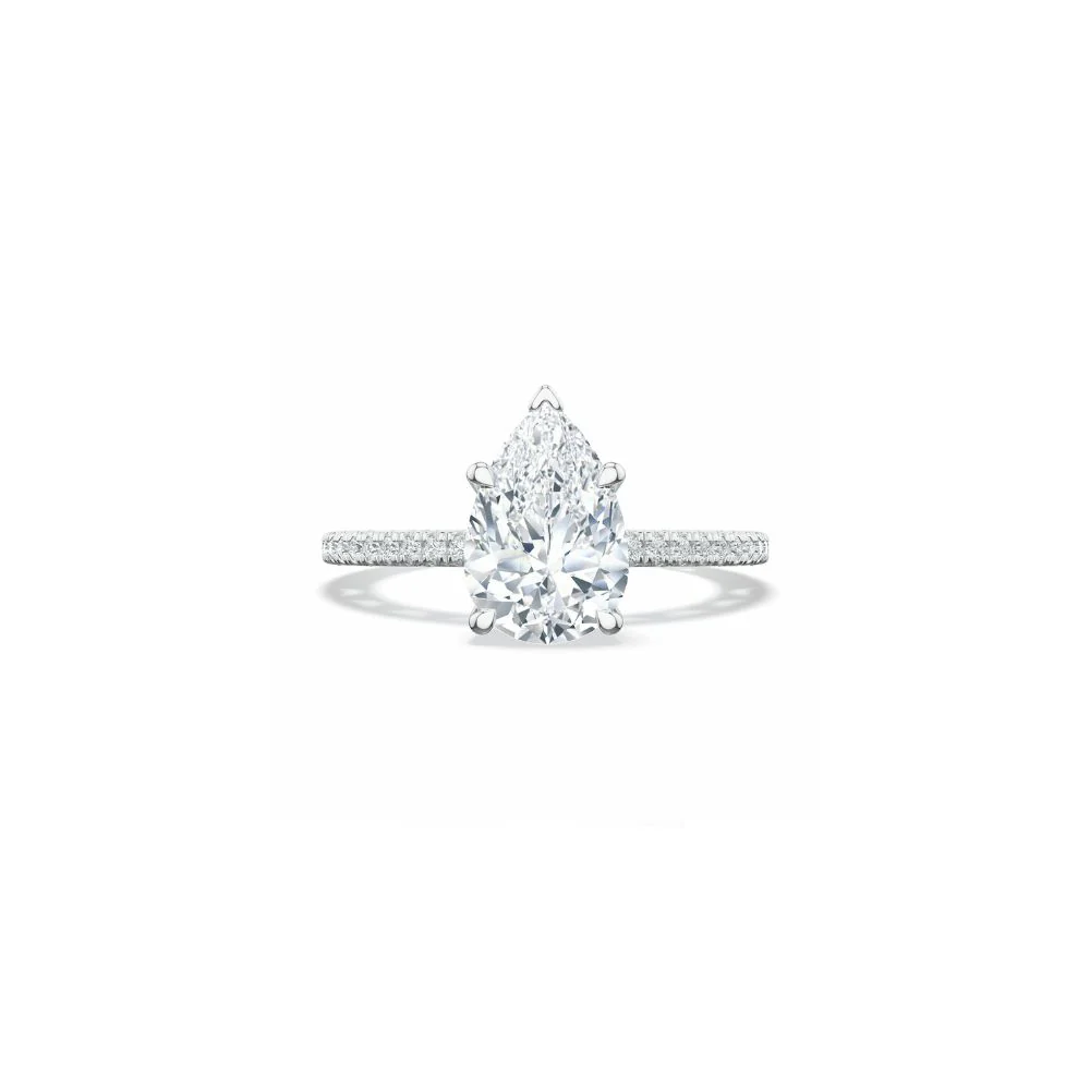 Lunetta Crescent Solitaire Engagement Ring with Pave Diamond Band - Image 12