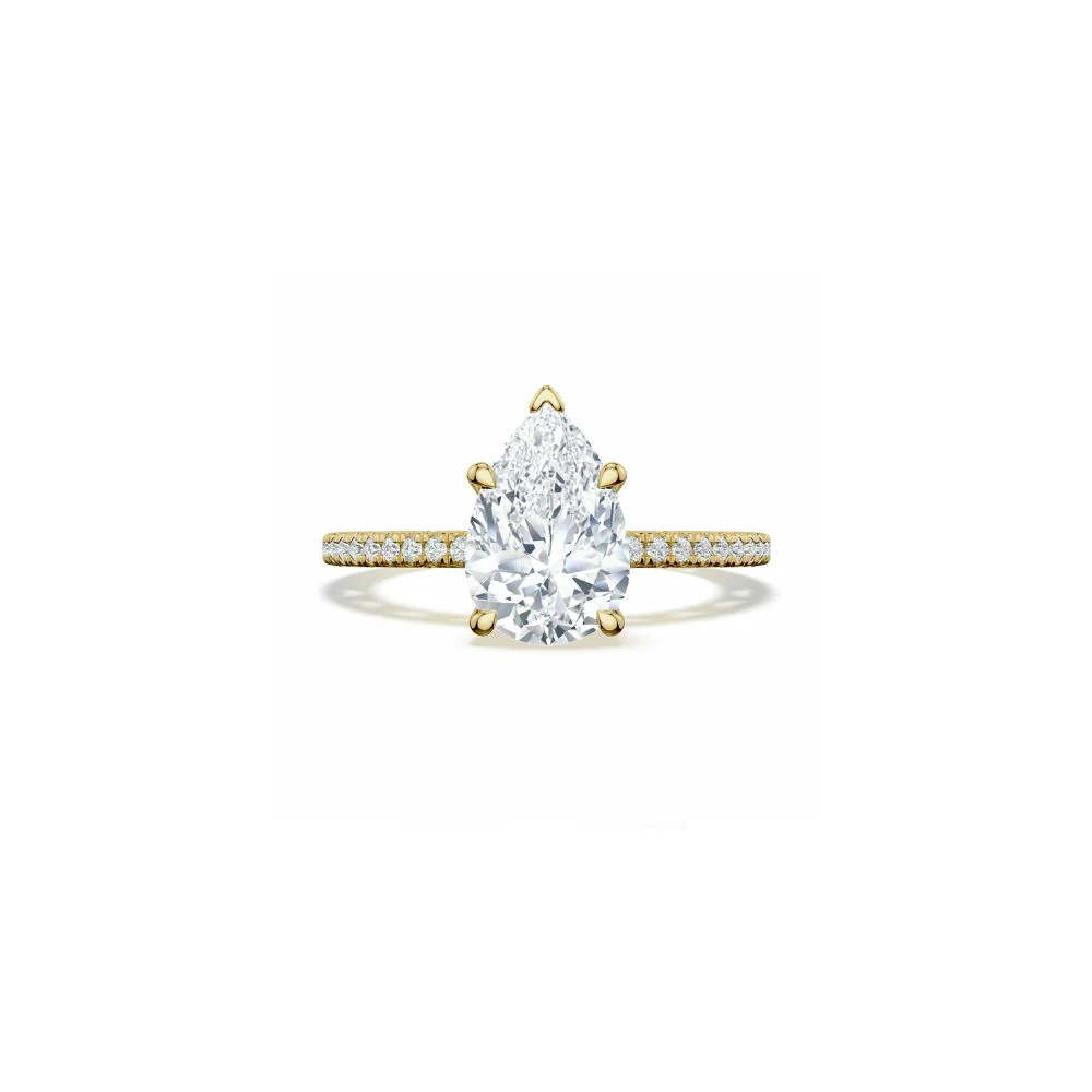 Lunetta Crescent Solitaire Engagement Ring with Pave Diamond Band - Image 13