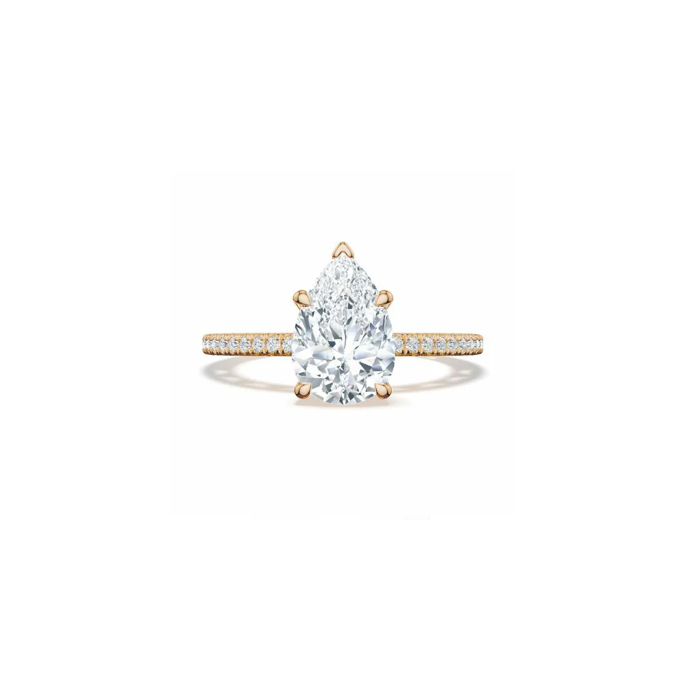 Lunetta Crescent Solitaire Engagement Ring with Pave Diamond Band - Image 14