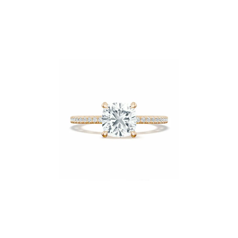 Lunetta Crescent Solitaire Engagement Ring with Pave Diamond Band - Image 15