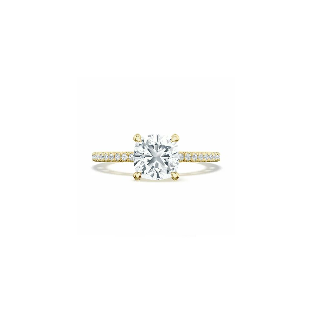 Lunetta Crescent Solitaire Engagement Ring with Pave Diamond Band - Image 16