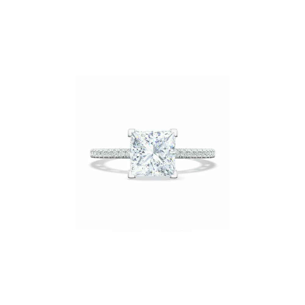 Lunetta Crescent Solitaire Engagement Ring with Pave Diamond Band - Image 18