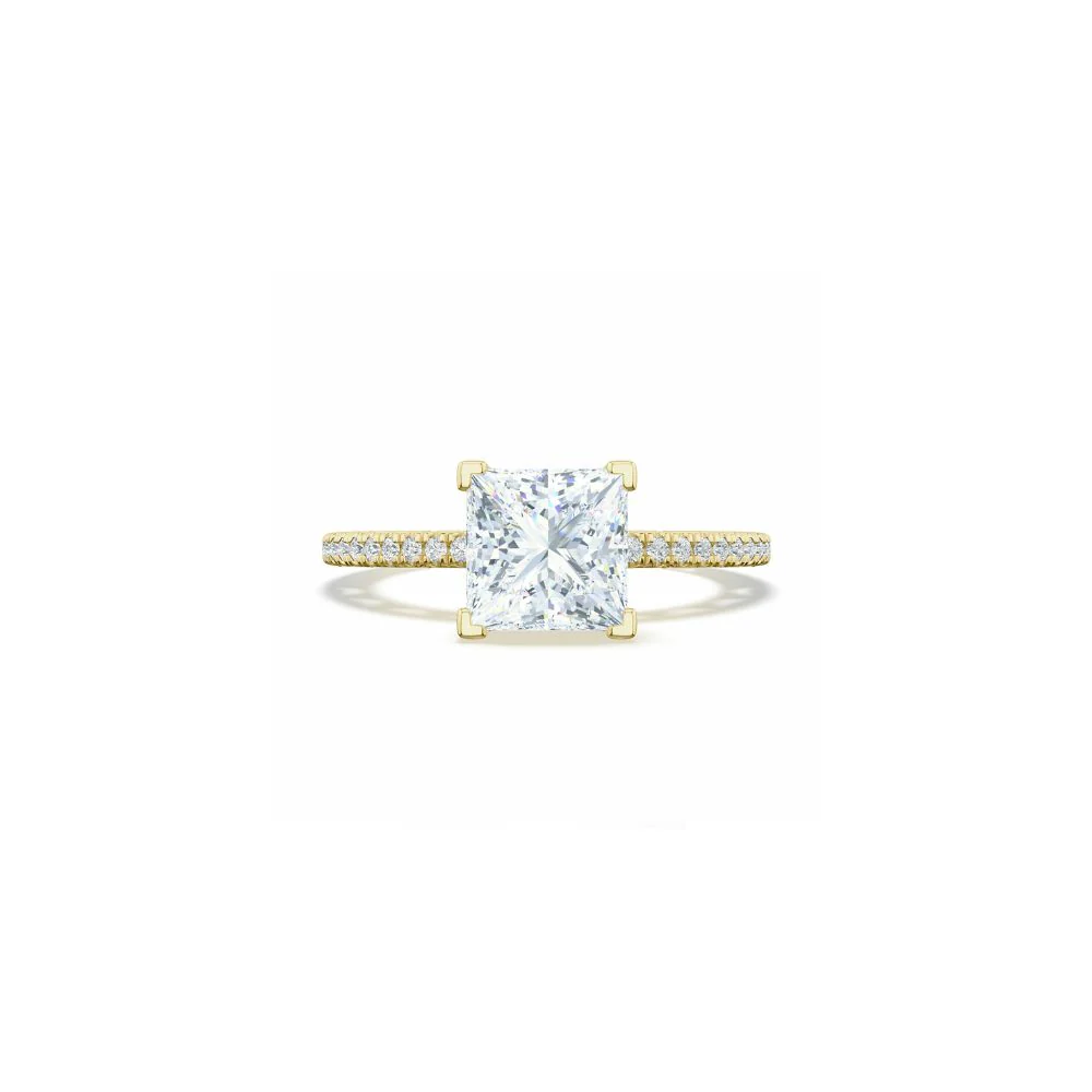 Lunetta Crescent Solitaire Engagement Ring with Pave Diamond Band - Image 19