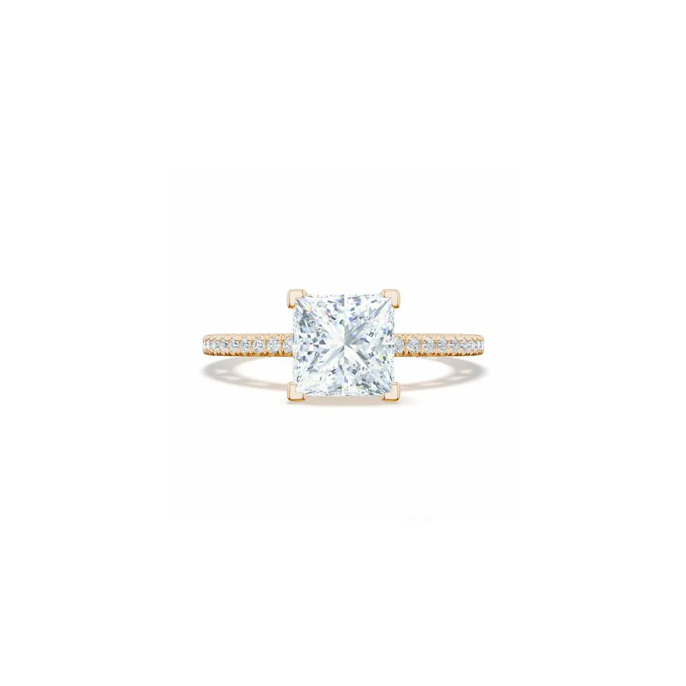 Lunetta Crescent Solitaire Engagement Ring with Pave Diamond Band - Image 20
