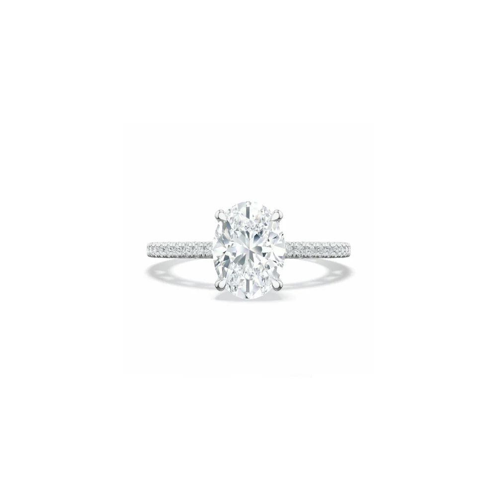 Lunetta Crescent Solitaire Engagement Ring with Pave Diamond Band - Image 4