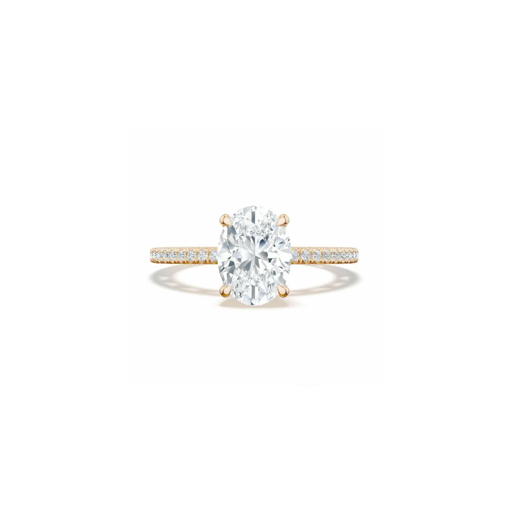 Lunetta Crescent Solitaire Engagement Ring with Pave Diamond Band - Image 5