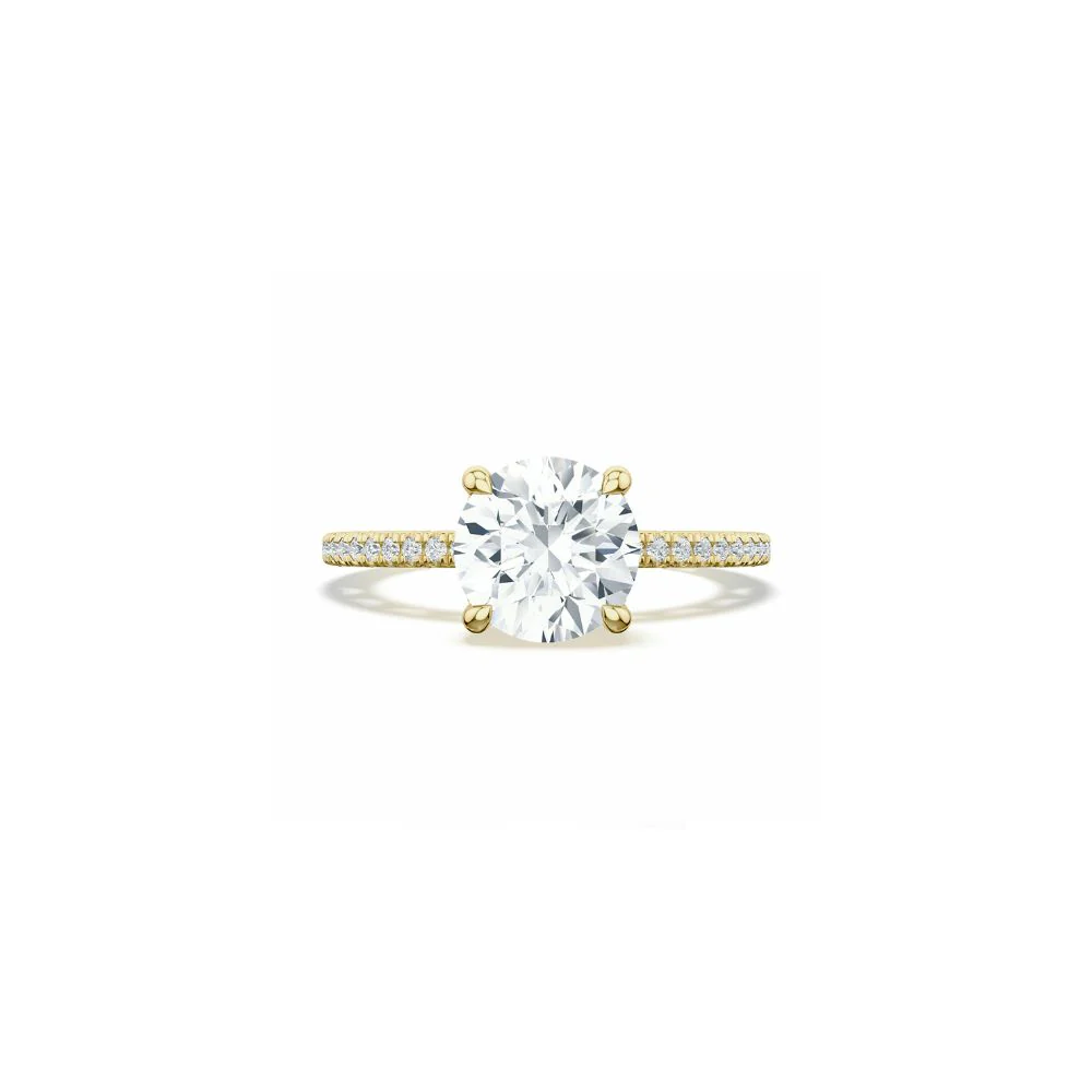 Lunetta Crescent Solitaire Engagement Ring with Pave Diamond Band - Image 6