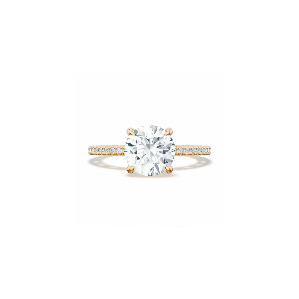 Lunetta Crescent Solitaire Engagement Ring with Pave Diamond Band - Image 7