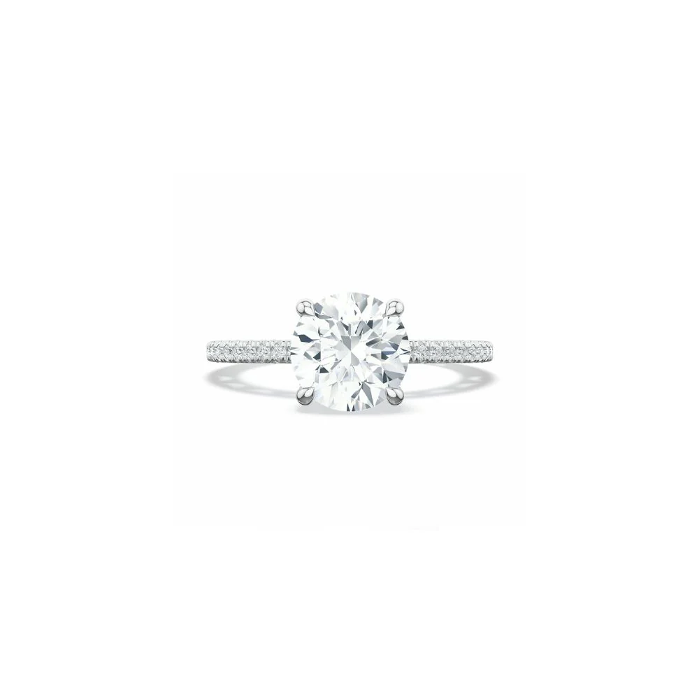 Lunetta Crescent Solitaire Engagement Ring with Pave Diamond Band - Image 8