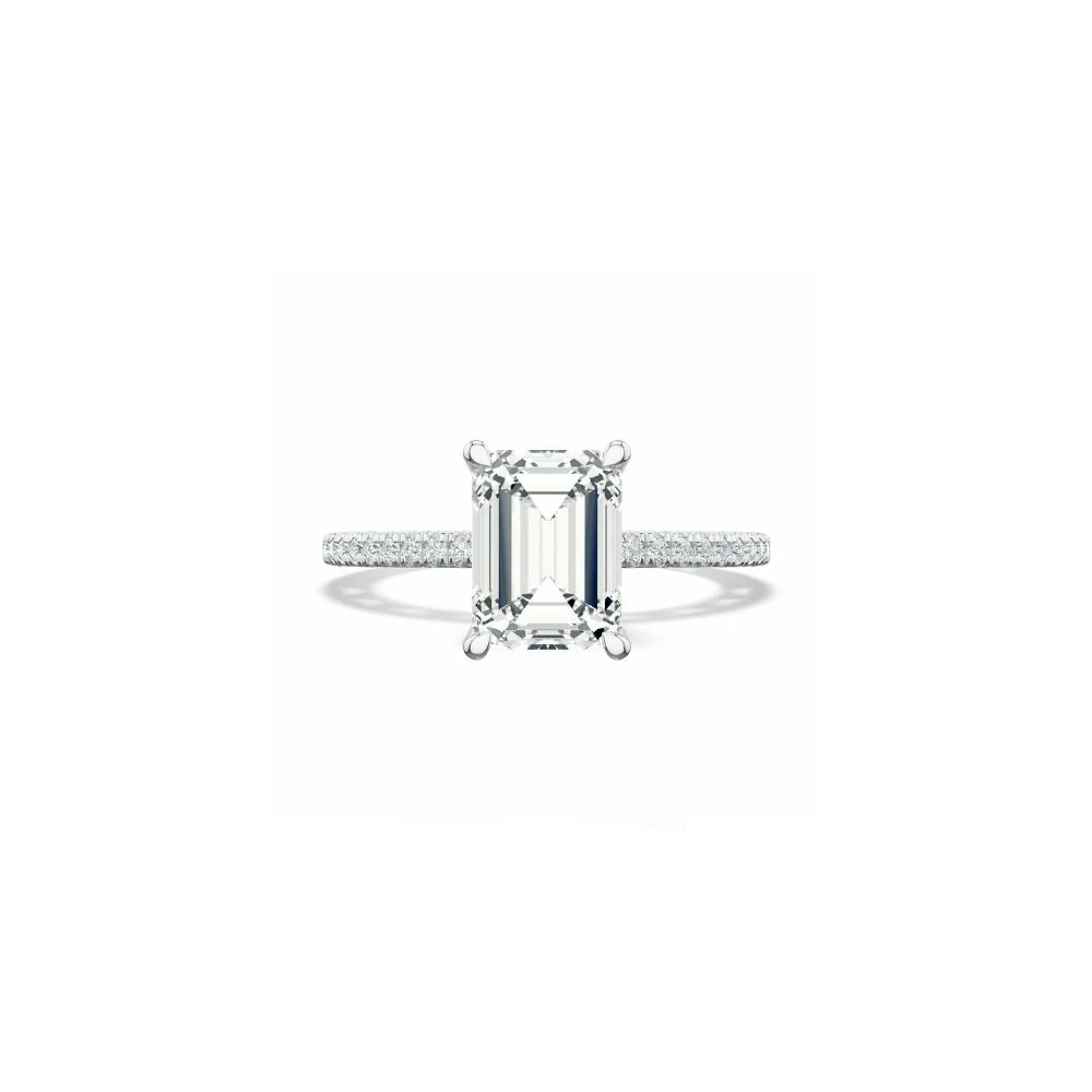 Lunetta Crescent Solitaire Engagement Ring with Pave Diamond Band - Image 9