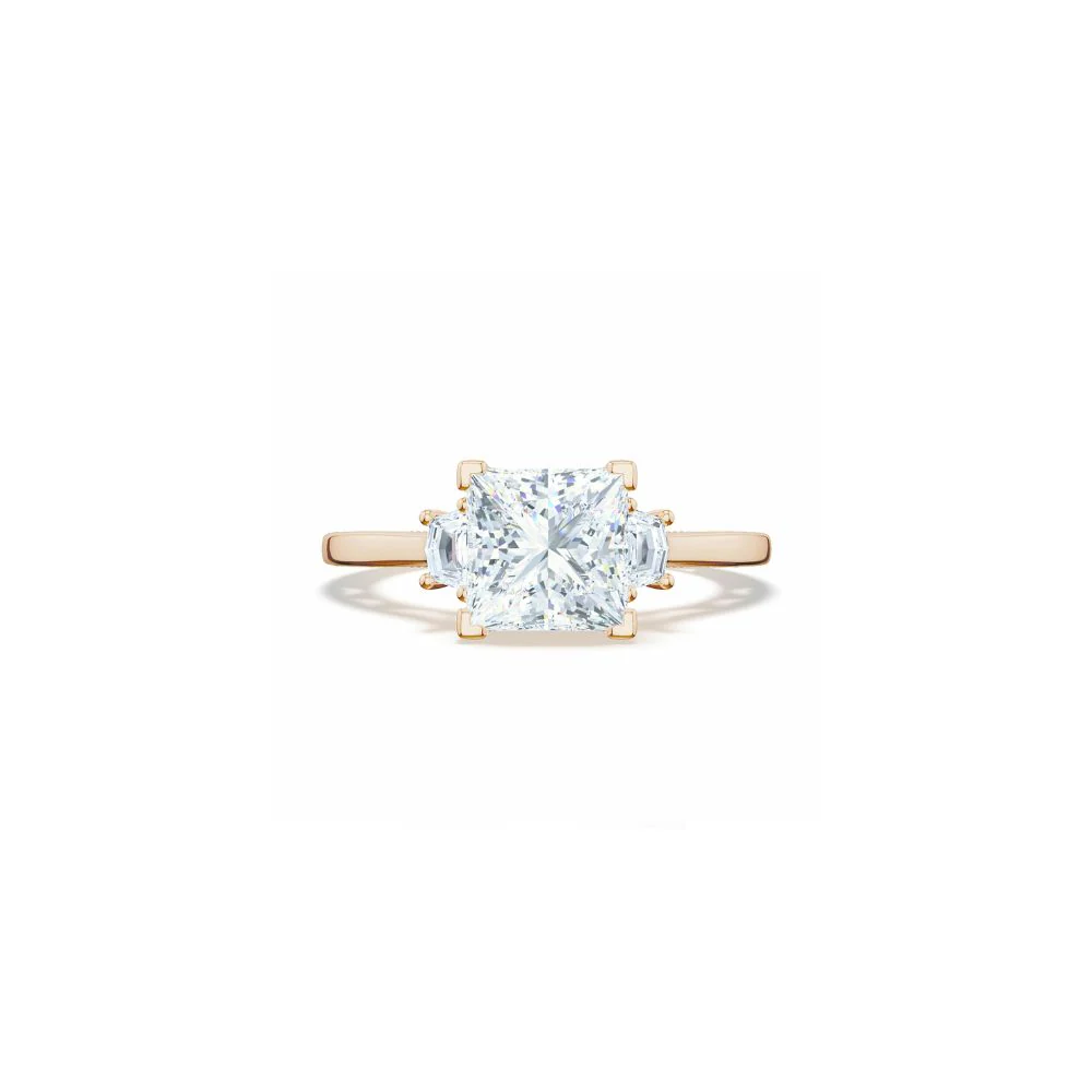 Lunetta Crescent Three Stone Engagement Ring - Image 4