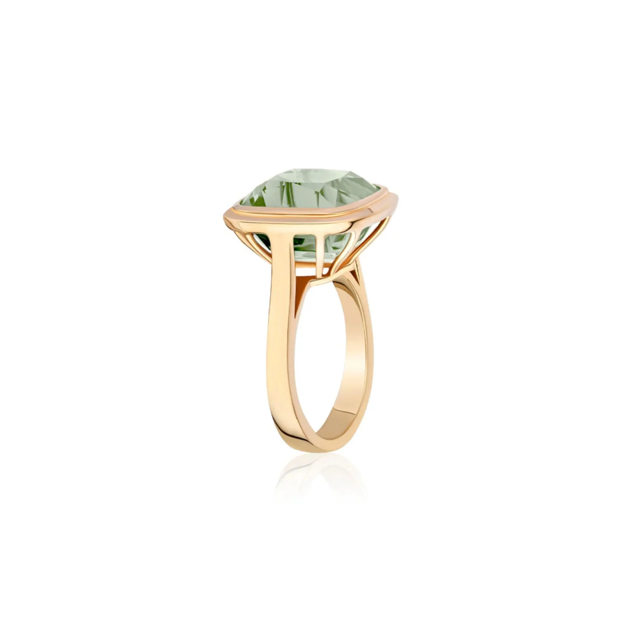 Manhattan Cushion-Cut Prasiolite Bezel Set Ring - Image 2