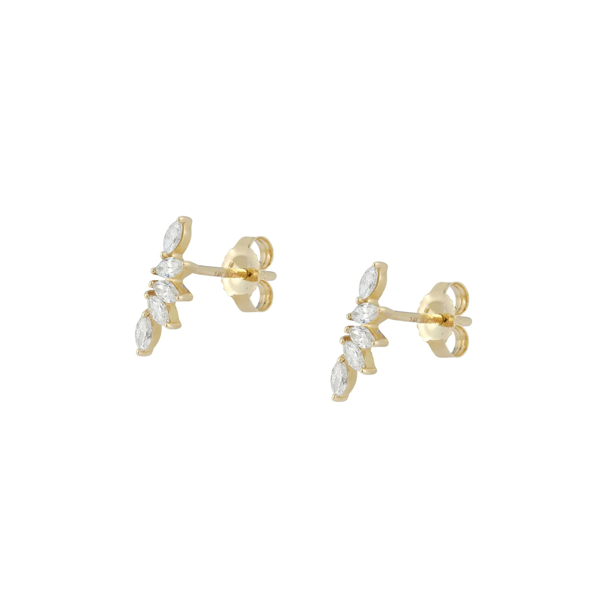 Marquise Diamond Fan Stud Earrings - Image 2