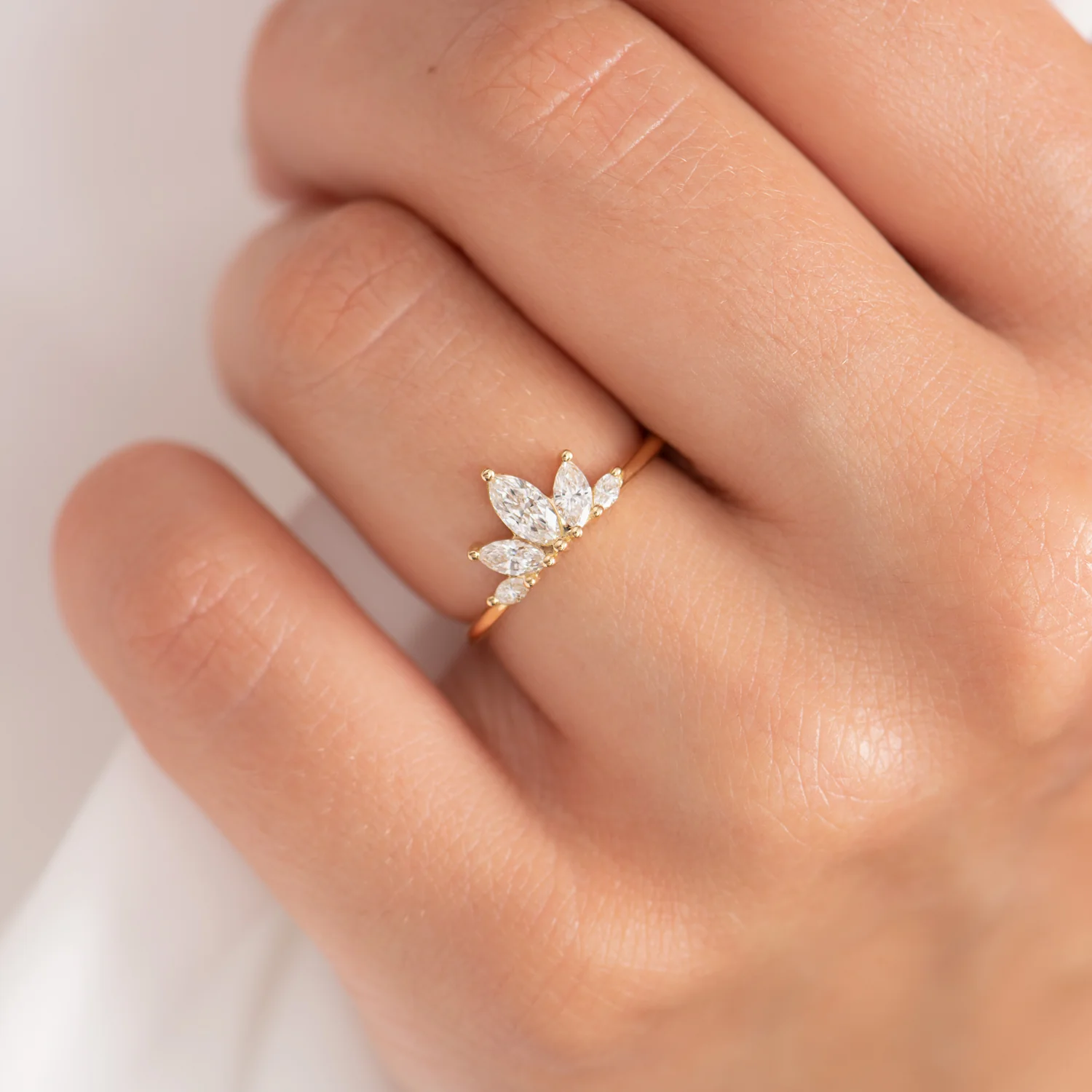 Marquise Petal Diamond Wedding Ring - Image 5