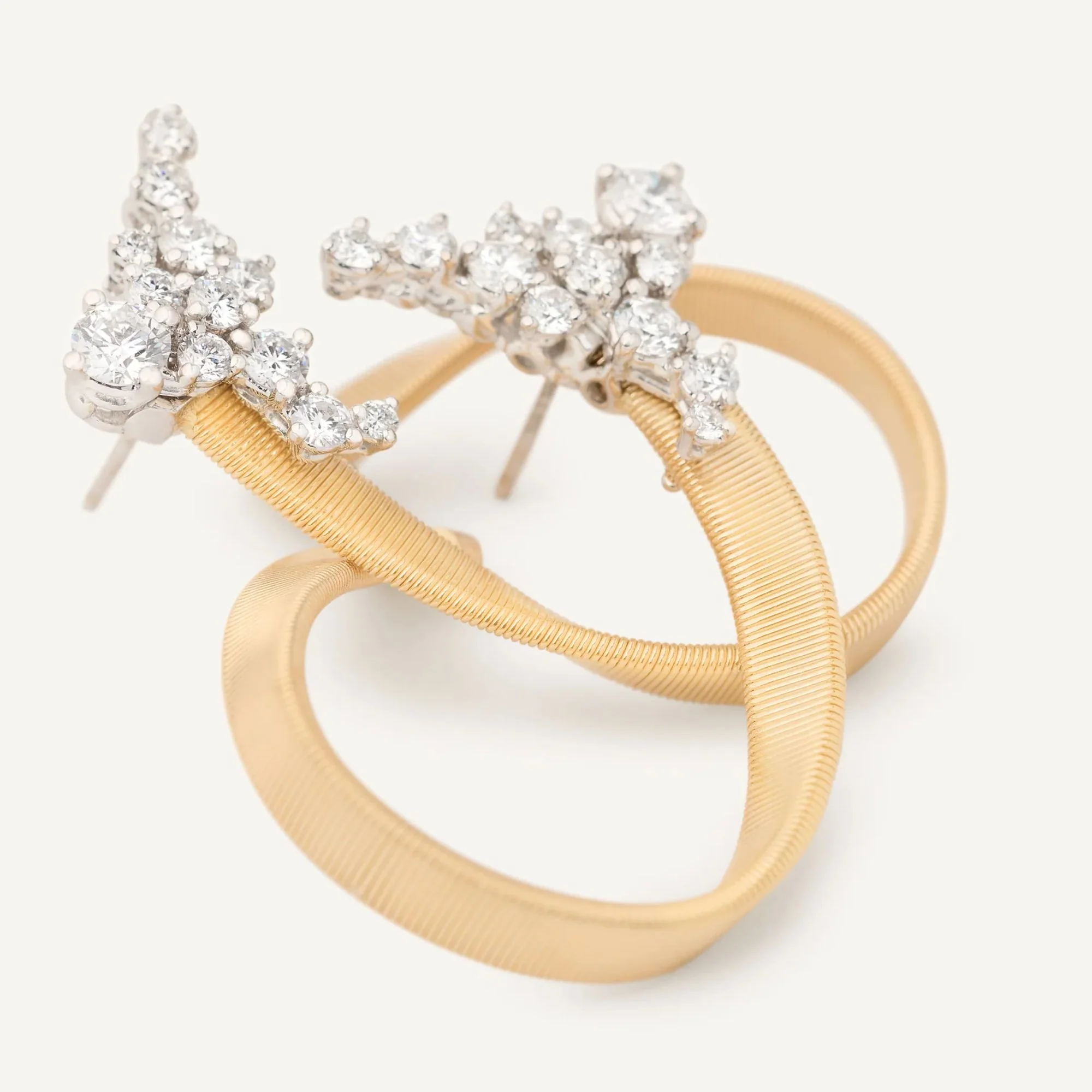 Marrakech Collection Open Hoop Earrings with Diamond Clusters - Image 3
