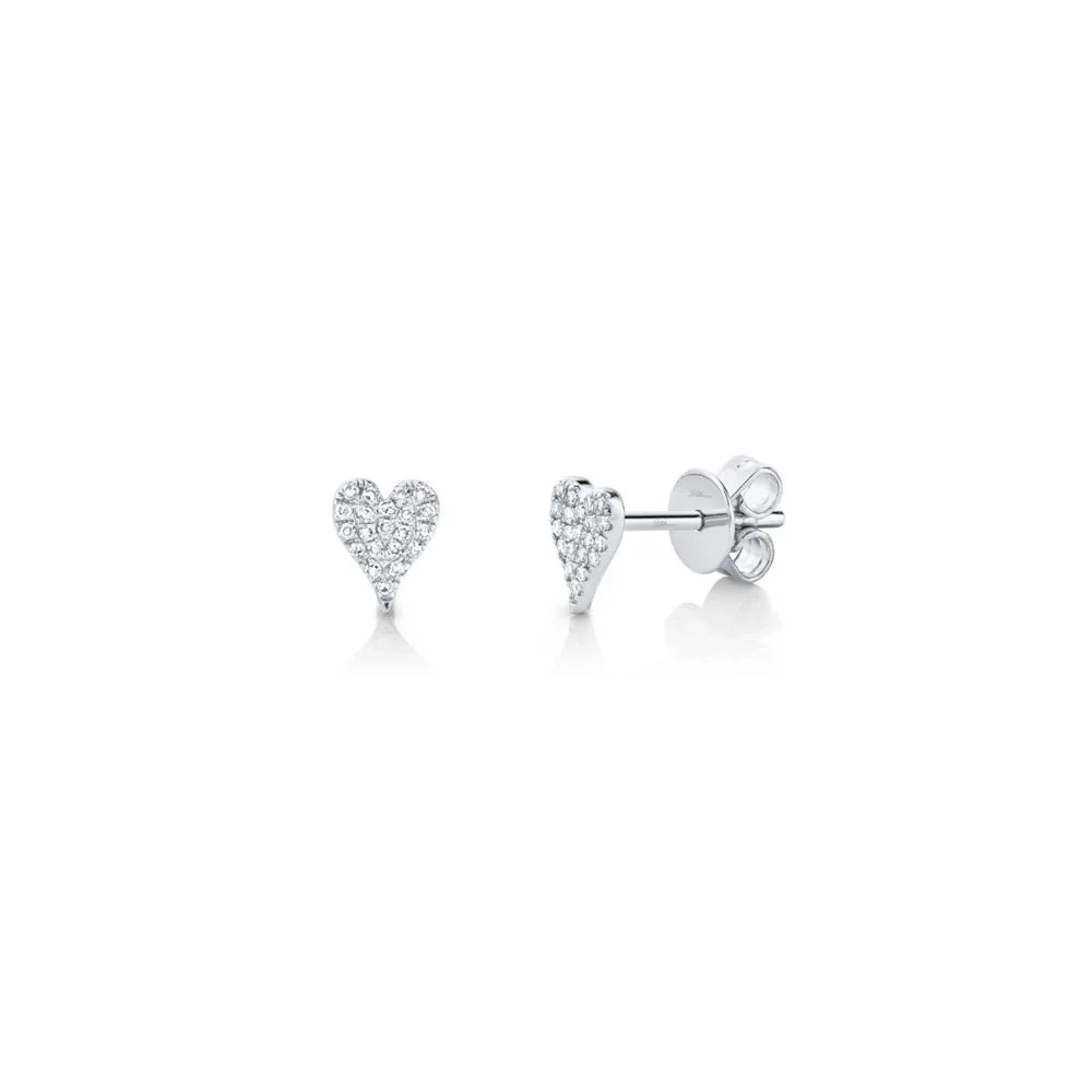 Mini Amor Heart Pave Diamond Stud Earrings - Image 3