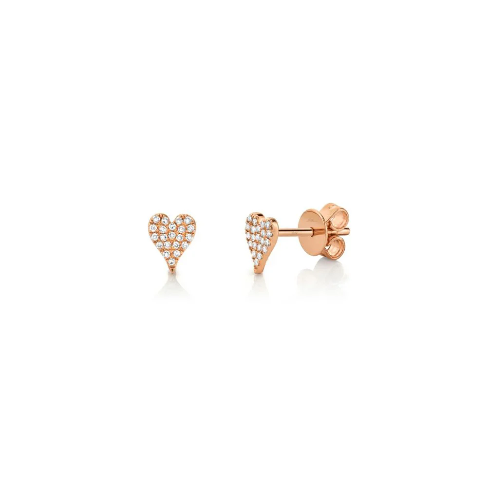 Mini Amor Heart Pave Diamond Stud Earrings - Image 4