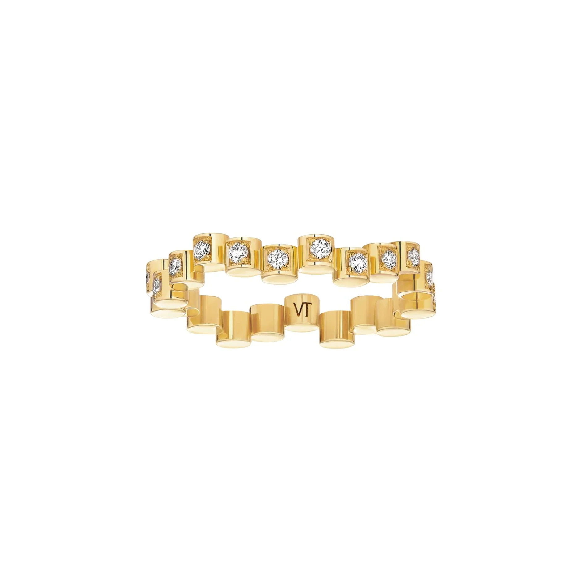 Mini Full Pavé Diamond Edge Ring - Image 3
