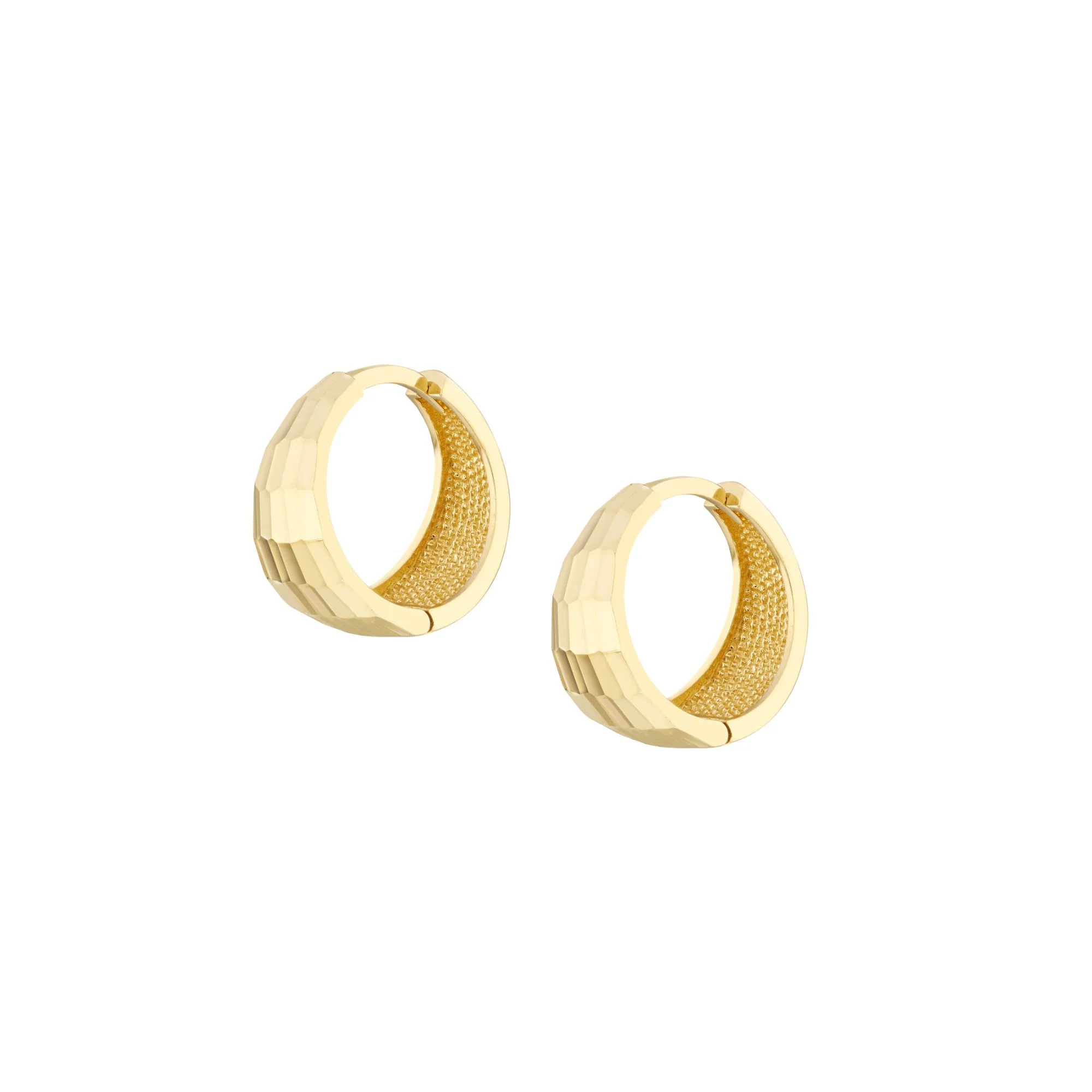 Mirrored Tapered Huggie Hoop Earrings - Image 3