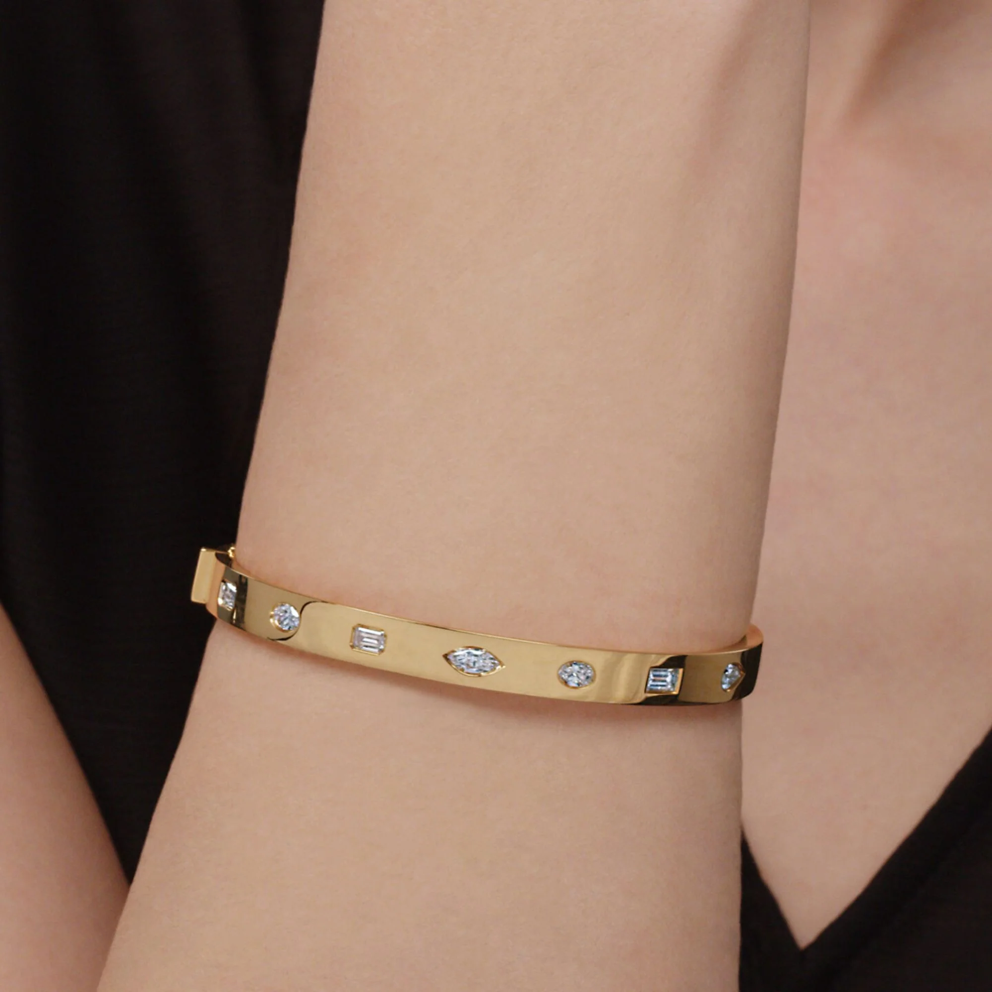 Mixed Shape Diamond Bangle - Image 2