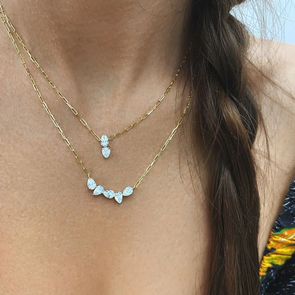 Double Pear Diamond Necklace - Image 2
