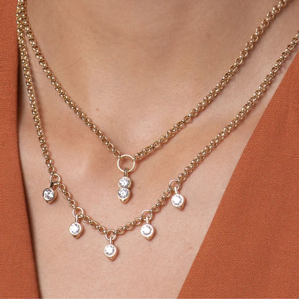 Round Cuddle Diamond Double Tip Necklace - Image 2