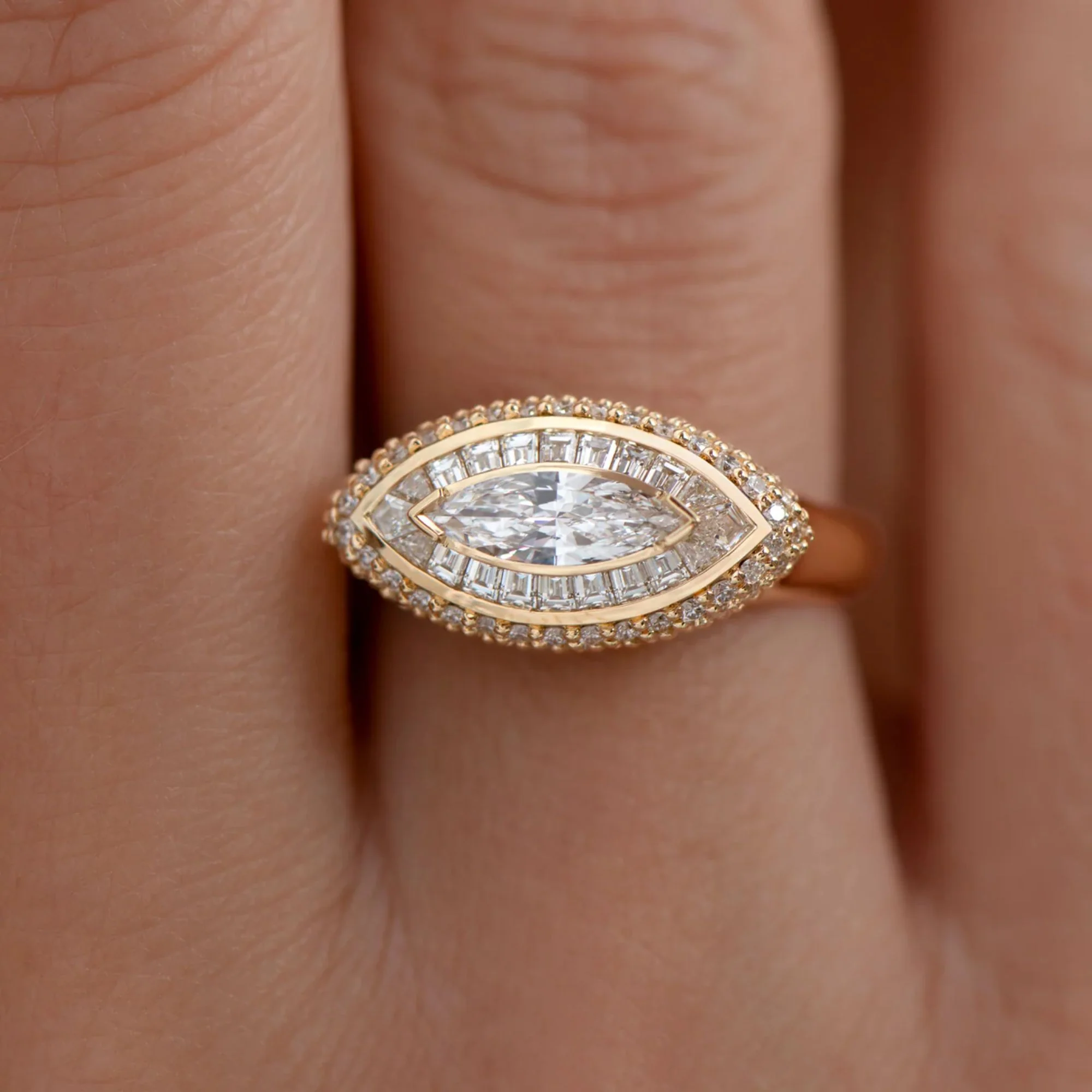 Navette Diamond Halo Ring - Image 2