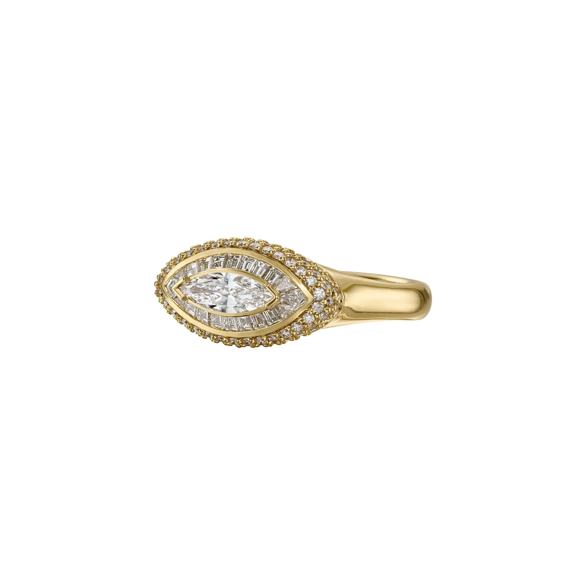 Navette Diamond Halo Ring - Image 3