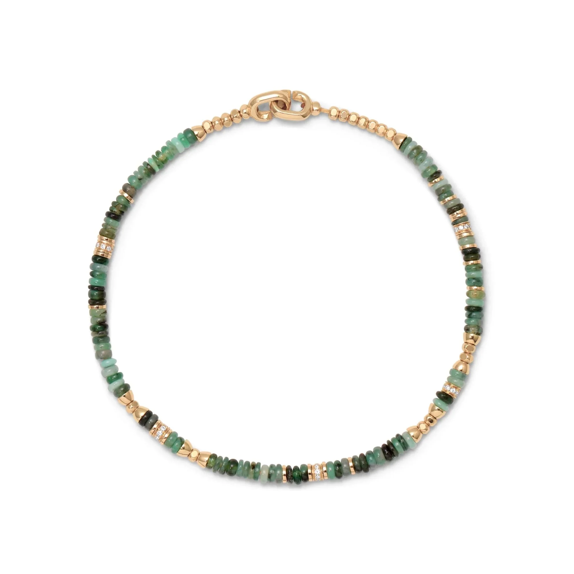 Nell Pavé Diamond and Emerald Beaded Bracelet - Image 2