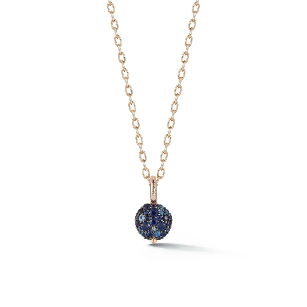 Small Blue Sapphire Pebble Chantecaille Locket Charm - Image 3