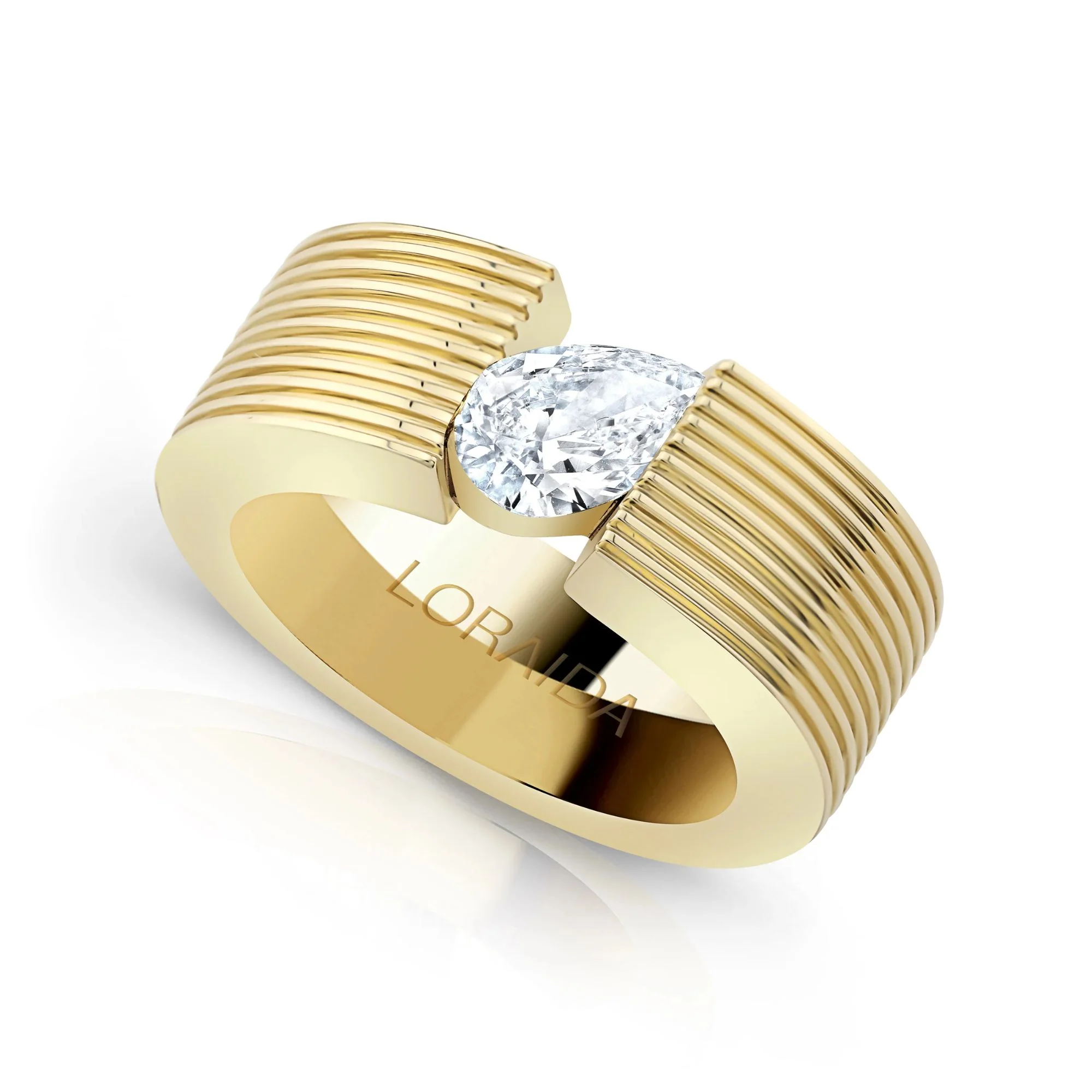 Orbit Blade Pear Diamond Pinky Ring - Image 4