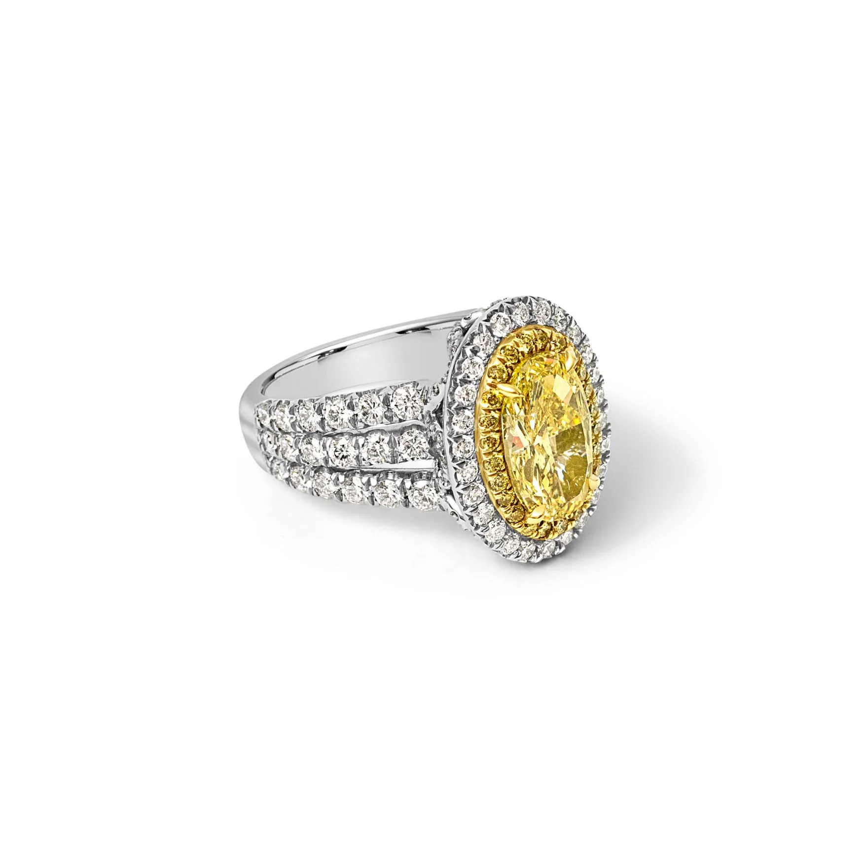 Oval Yellow Diamond Double Halo Ring - Image 2