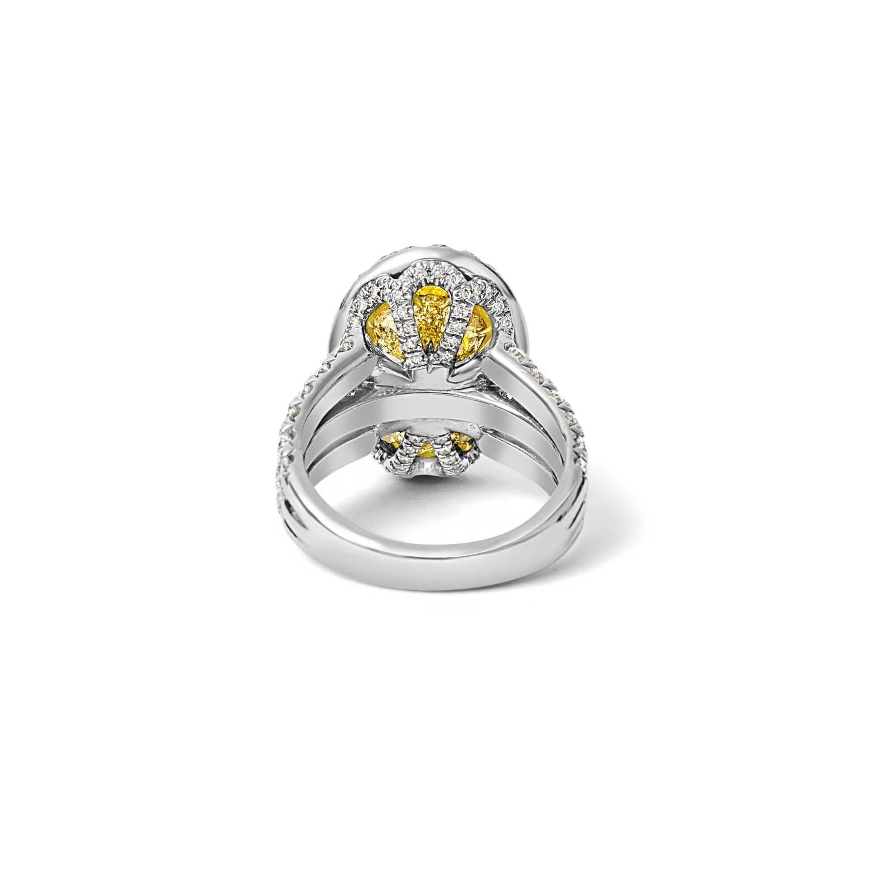 Oval Yellow Diamond Double Halo Ring - Image 3