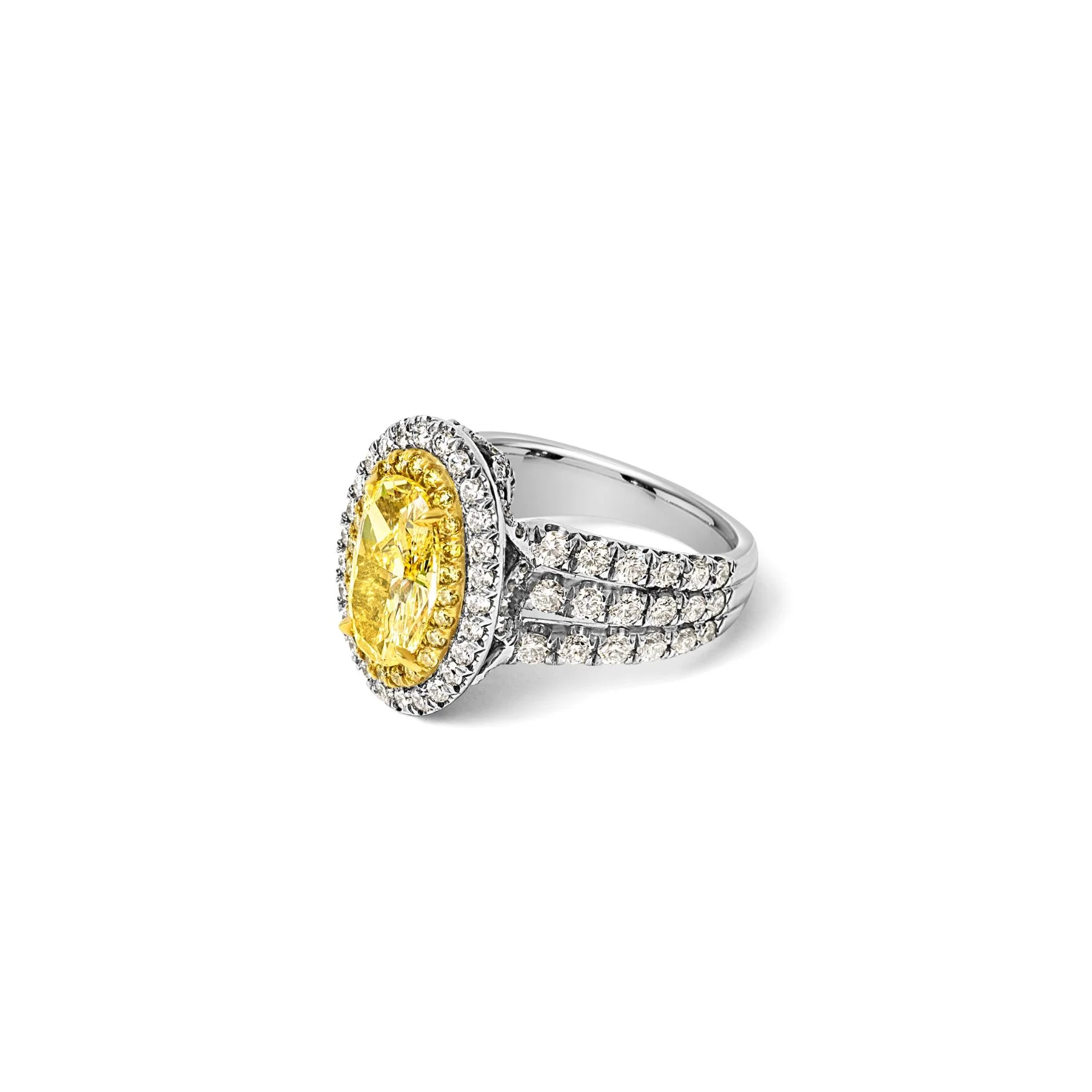 Oval Yellow Diamond Double Halo Ring - Image 4