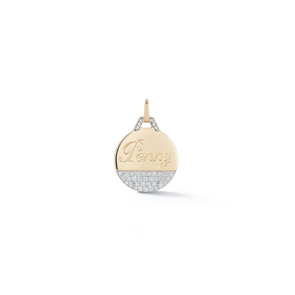 Dora Pavé Diamond Engravable Disc Charm - Image 3
