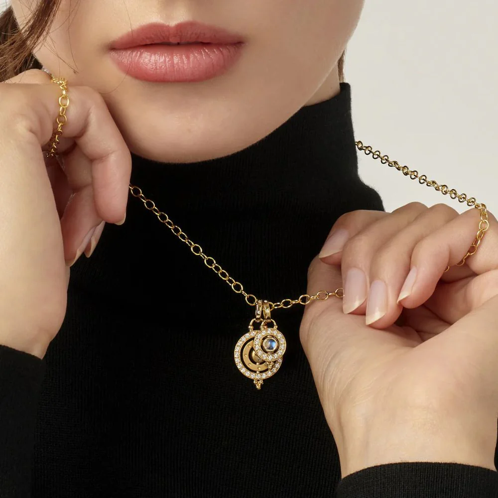 Temple St. Clair 18k Yellow Gold Mini Diamond Orbit With Moonstone - Image 2