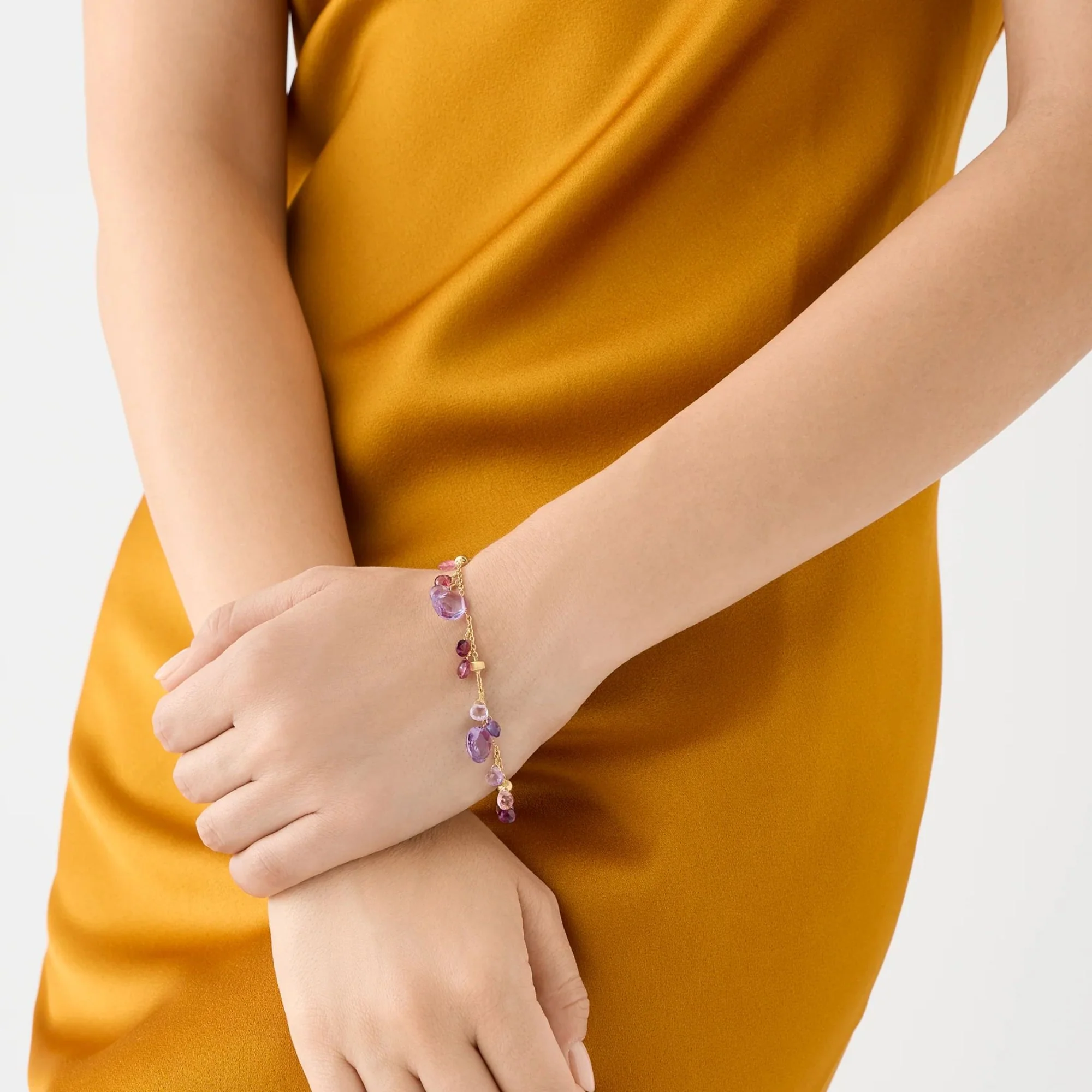 Paradise Collection Mixed Amethyst, Pink Tourmaline, & Garnet Single-Strand Bracelet - Image 2