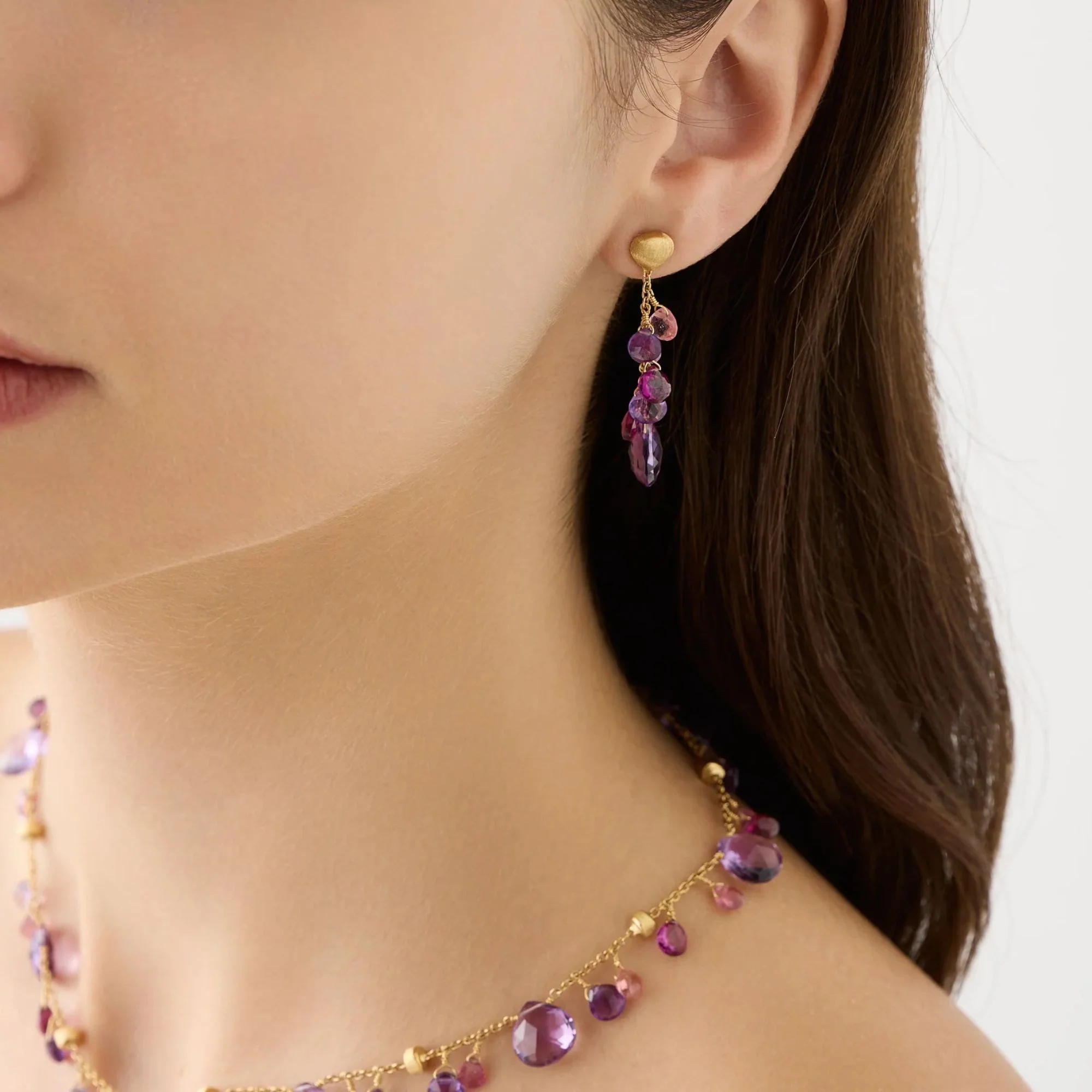 Paradise Collection Multi-Strand Earrings with Amethyst and Pink Tourmaline - Image 2