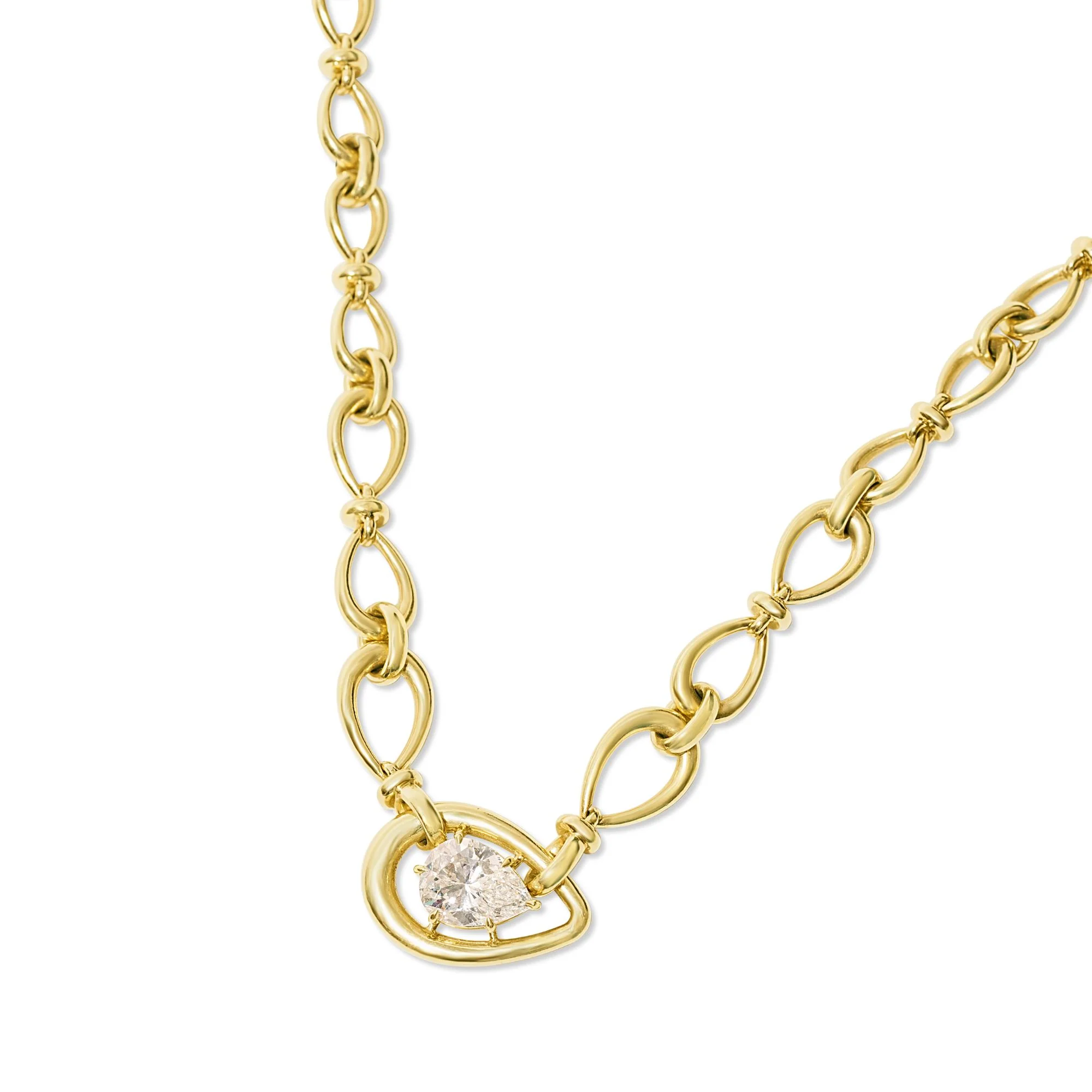 Pear Diamond Chain Link Necklace - Image 3