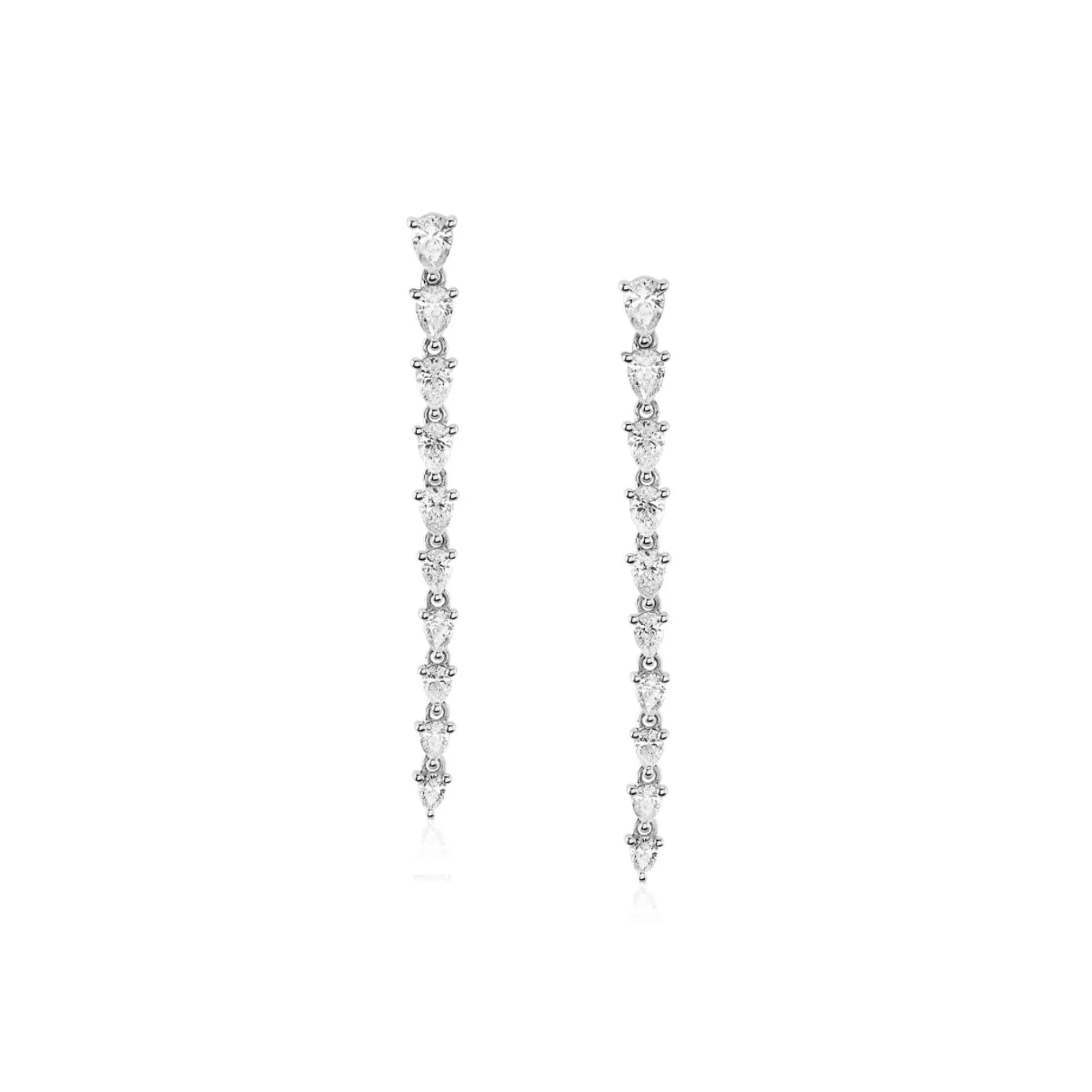 Pear Diamond Line Drop Earrings - Image 2