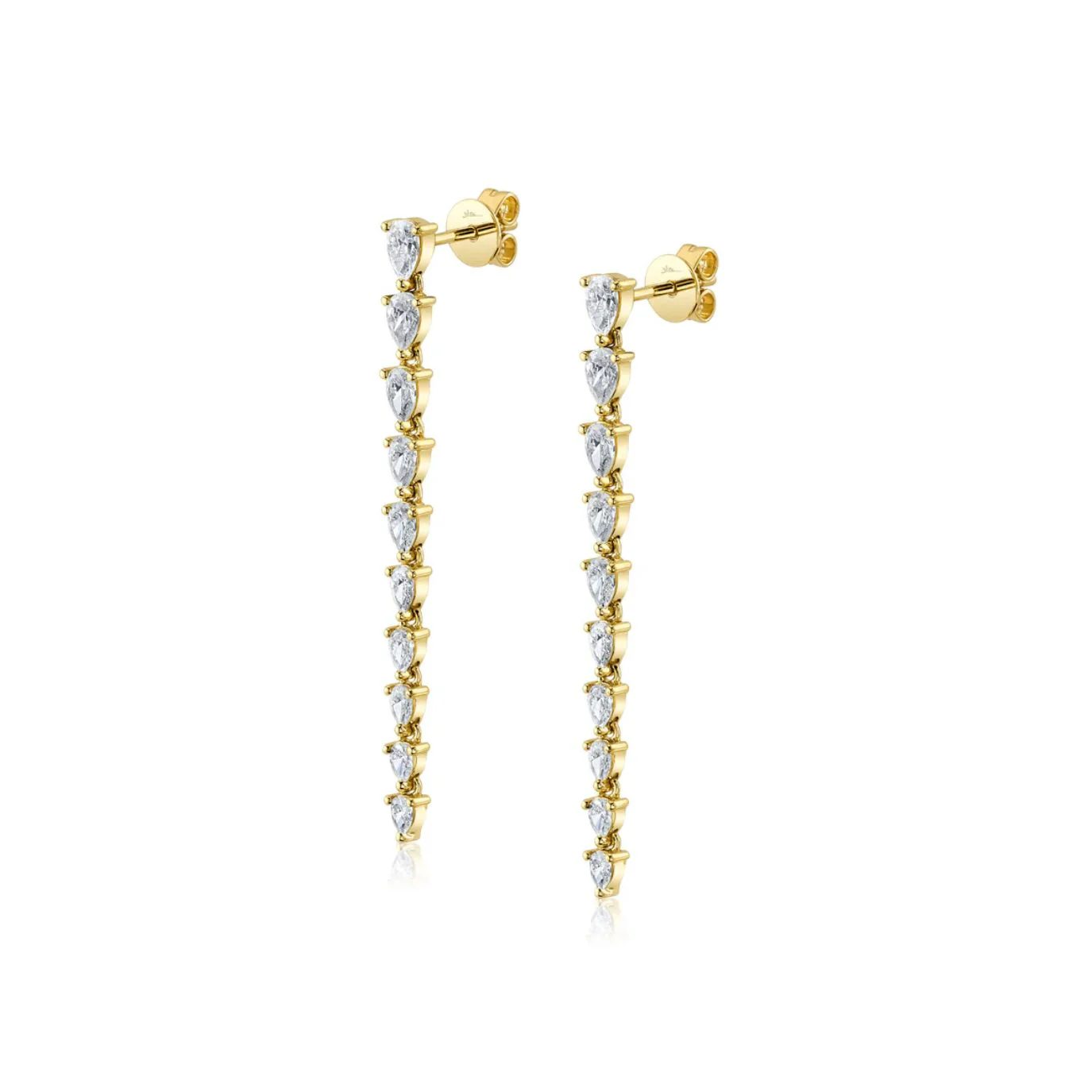 Pear Diamond Line Drop Earrings - Image 3