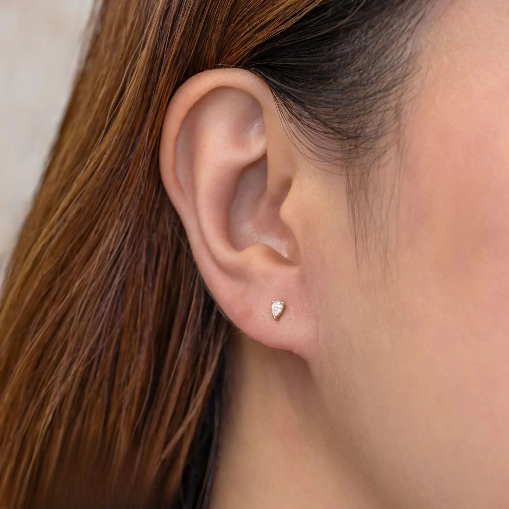 Pear Diamond Stud Earrings - Image 2
