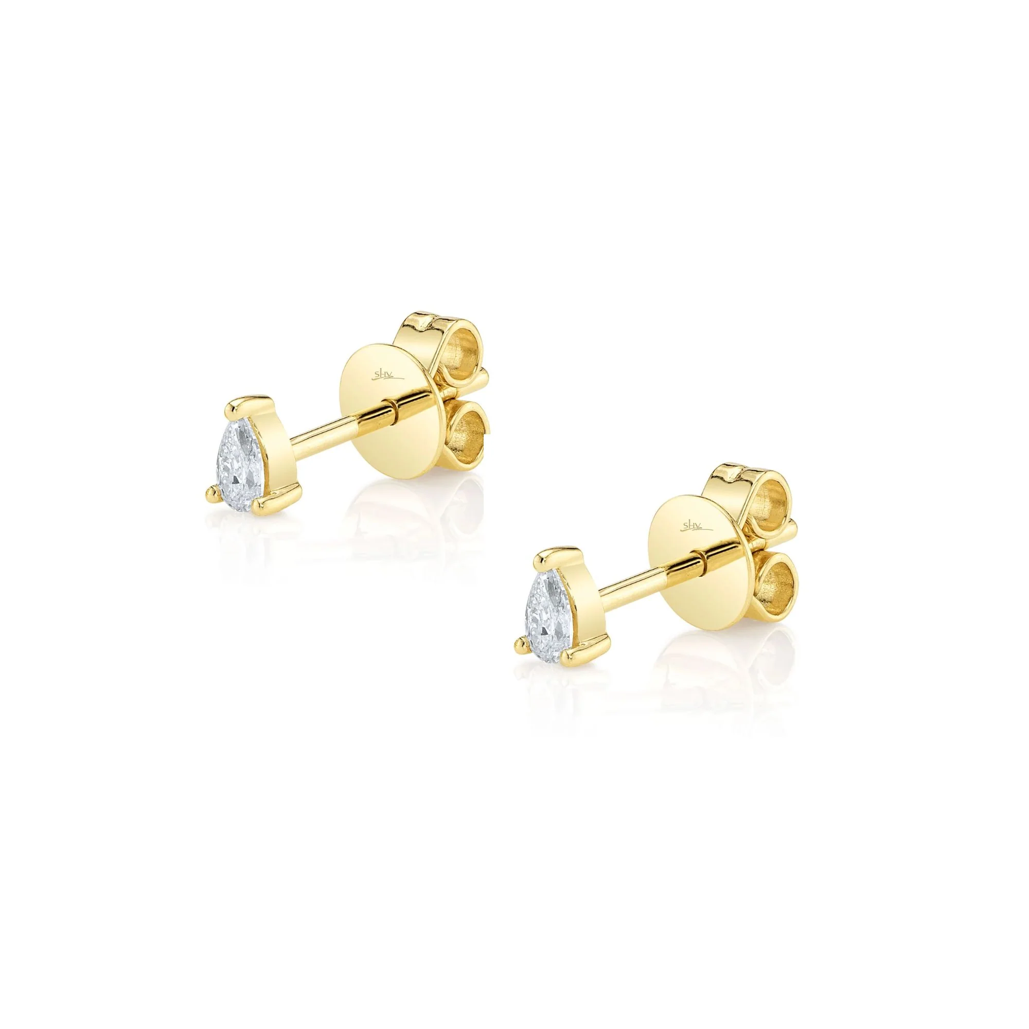 Pear Diamond Stud Earrings - Image 3