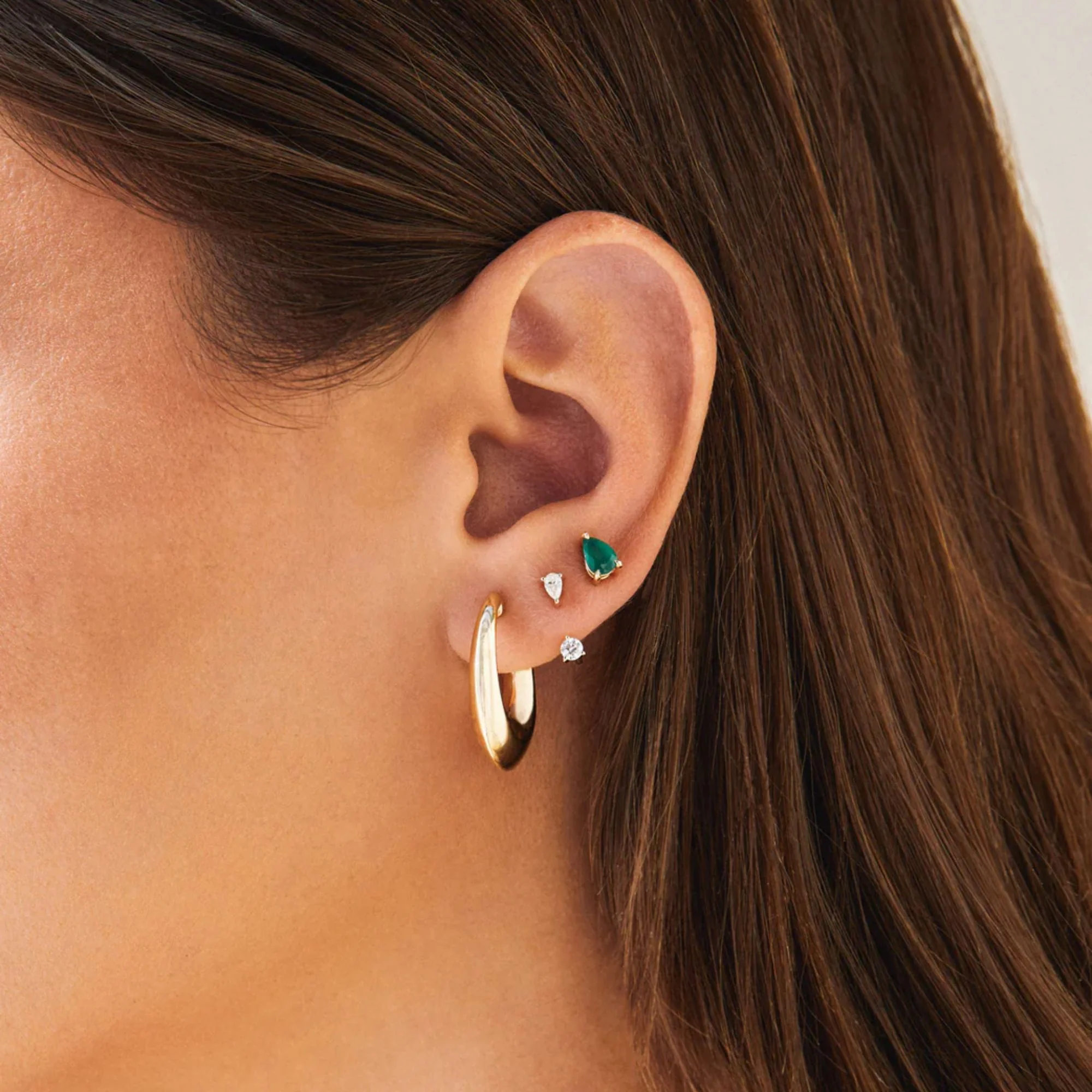 Pear Shaped Emerald Stud Earrings - Image 2