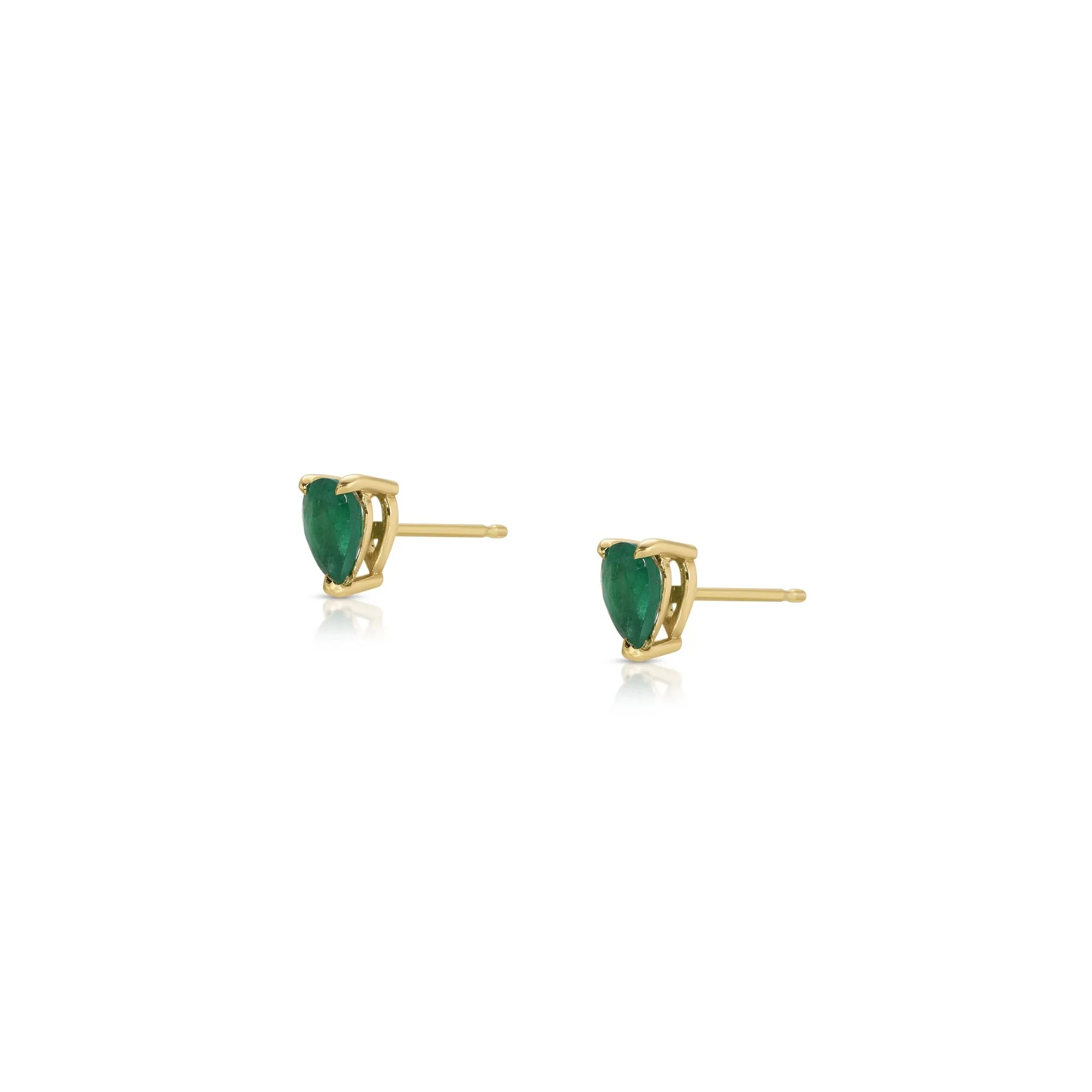 Pear Shaped Emerald Stud Earrings - Image 3